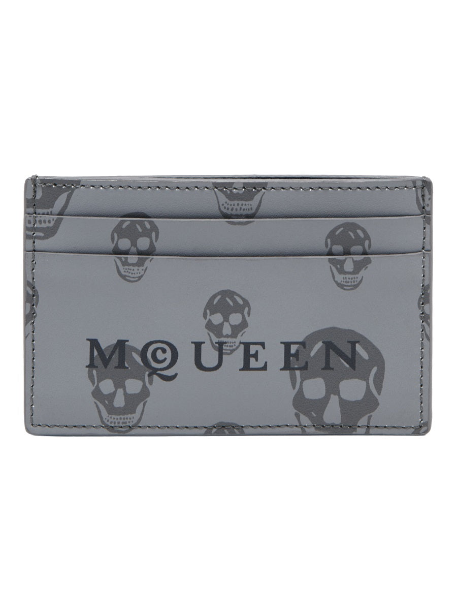 Alexander McQueen Skull-Embossed Leather Card Case — Grey by Alexander McQueen
