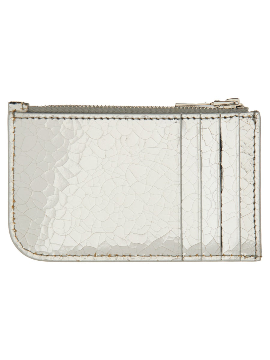 Alexander McQueen Logo-Embossed Calfskin Card Case — Silver by Alexander McQueen