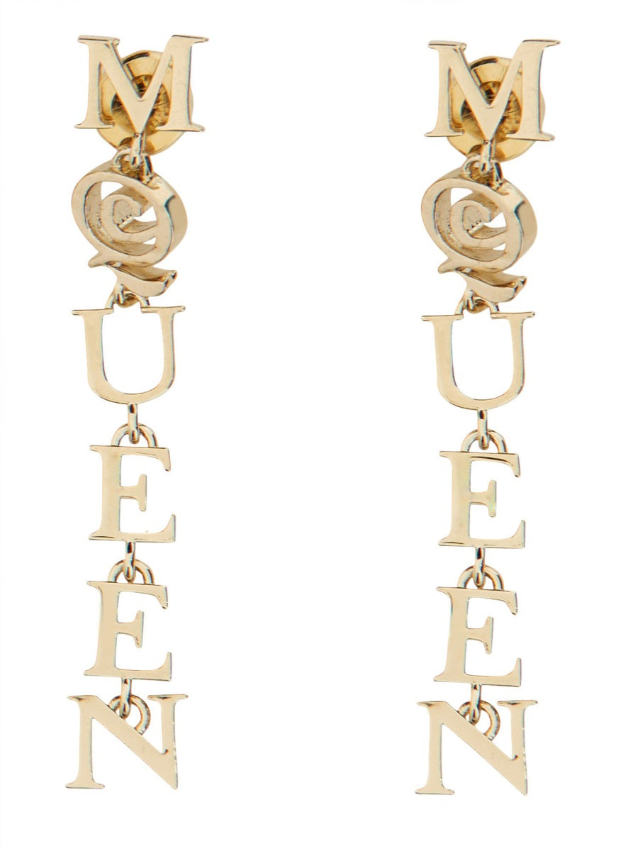 Alexander McQueen Logo Earrings — Gold, view 2