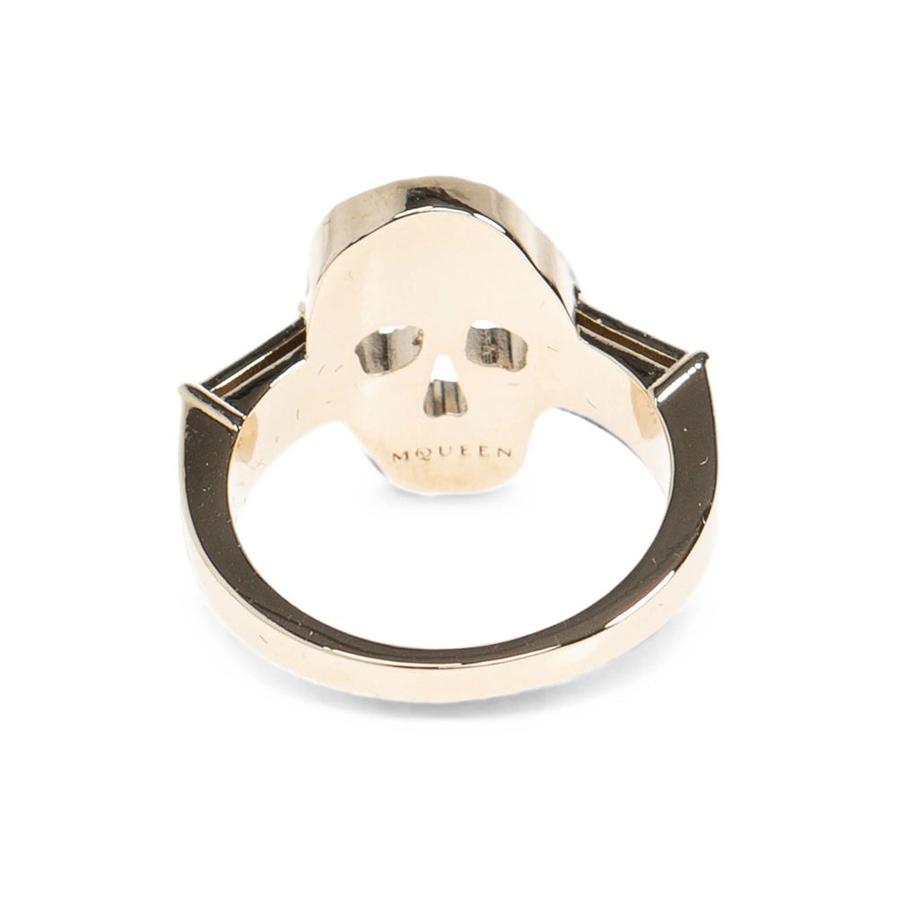 Alexander McQueen Skull-Embellished Brass Ring — Gold, view 3