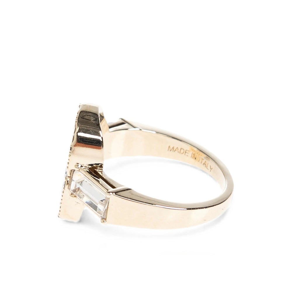Alexander McQueen Skull-Embellished Brass Ring — Gold, view 4