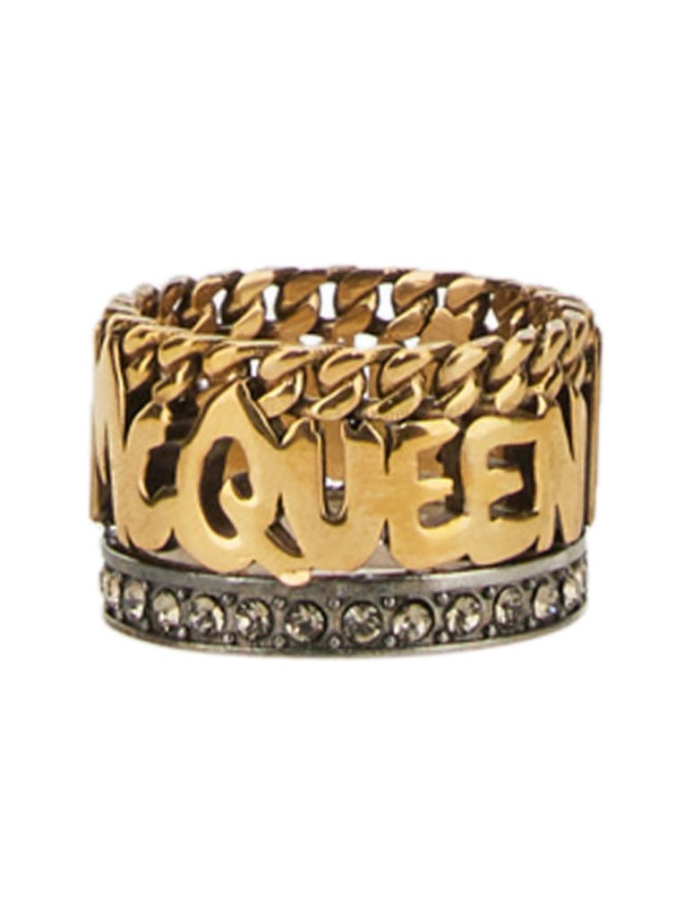 Alexander McQueen Graffiti Ring — Gold, view 2
