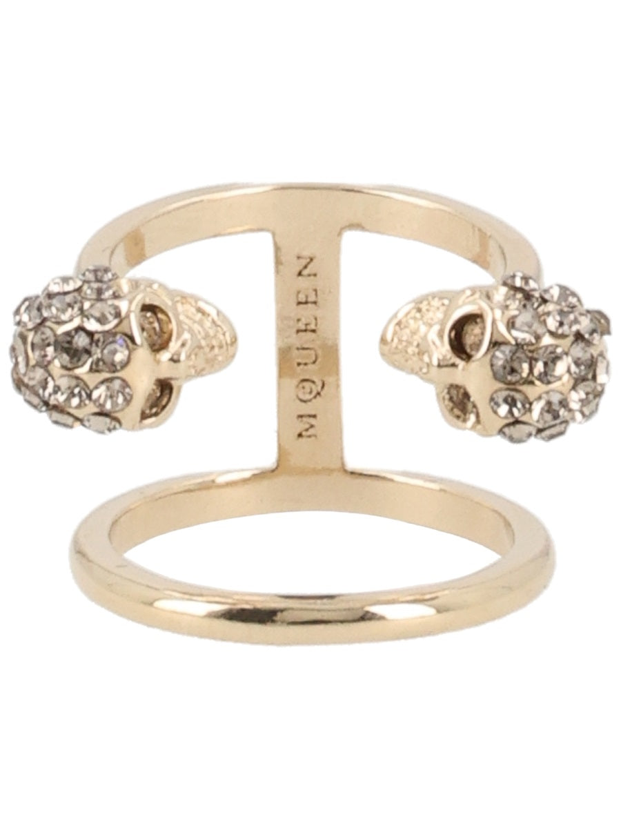 Alexander McQueen Skull Motif Ring — Gold, view 2