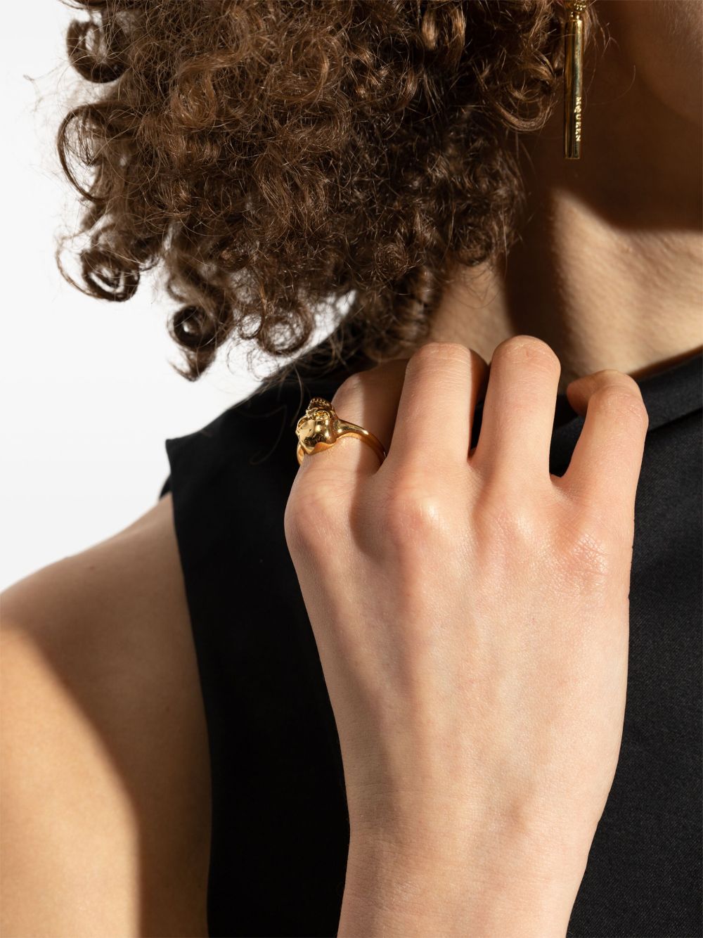 Alexander McQueen Skull Ring — Gold, view 2