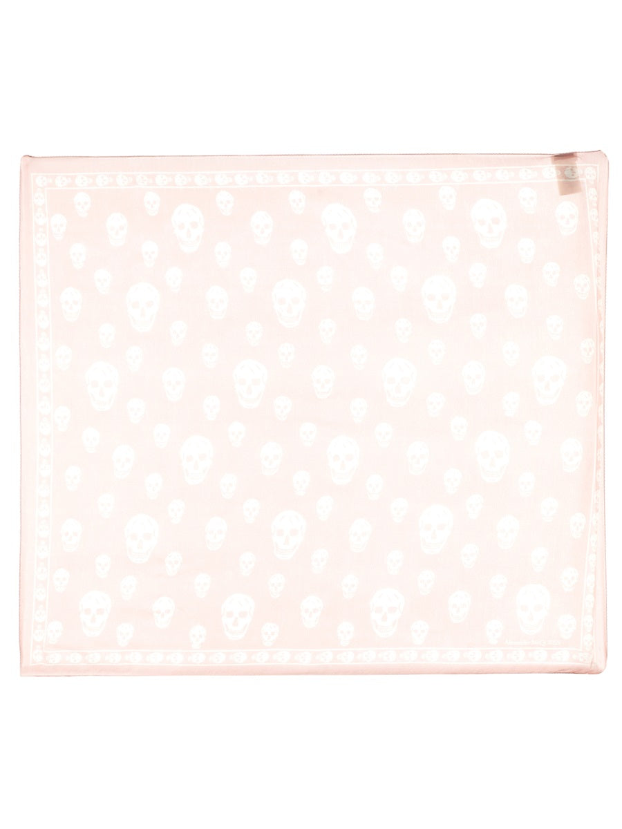 Alexander McQueen Hand-Sewn Skull Motif Silk Scarf — Pink by Alexander McQueen