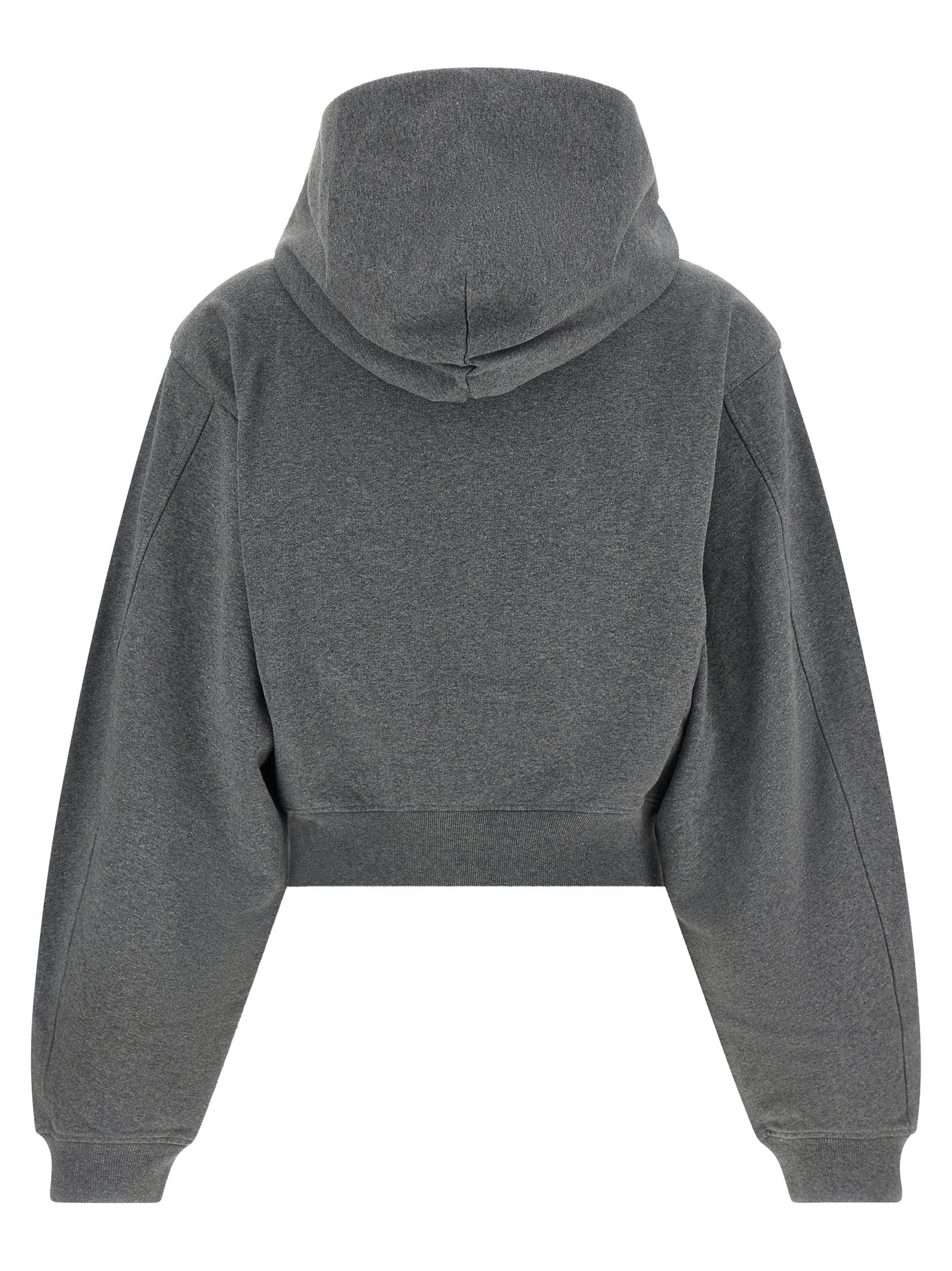 Alexander Wang Logo-Print Cotton Hoodie — gray, view 2