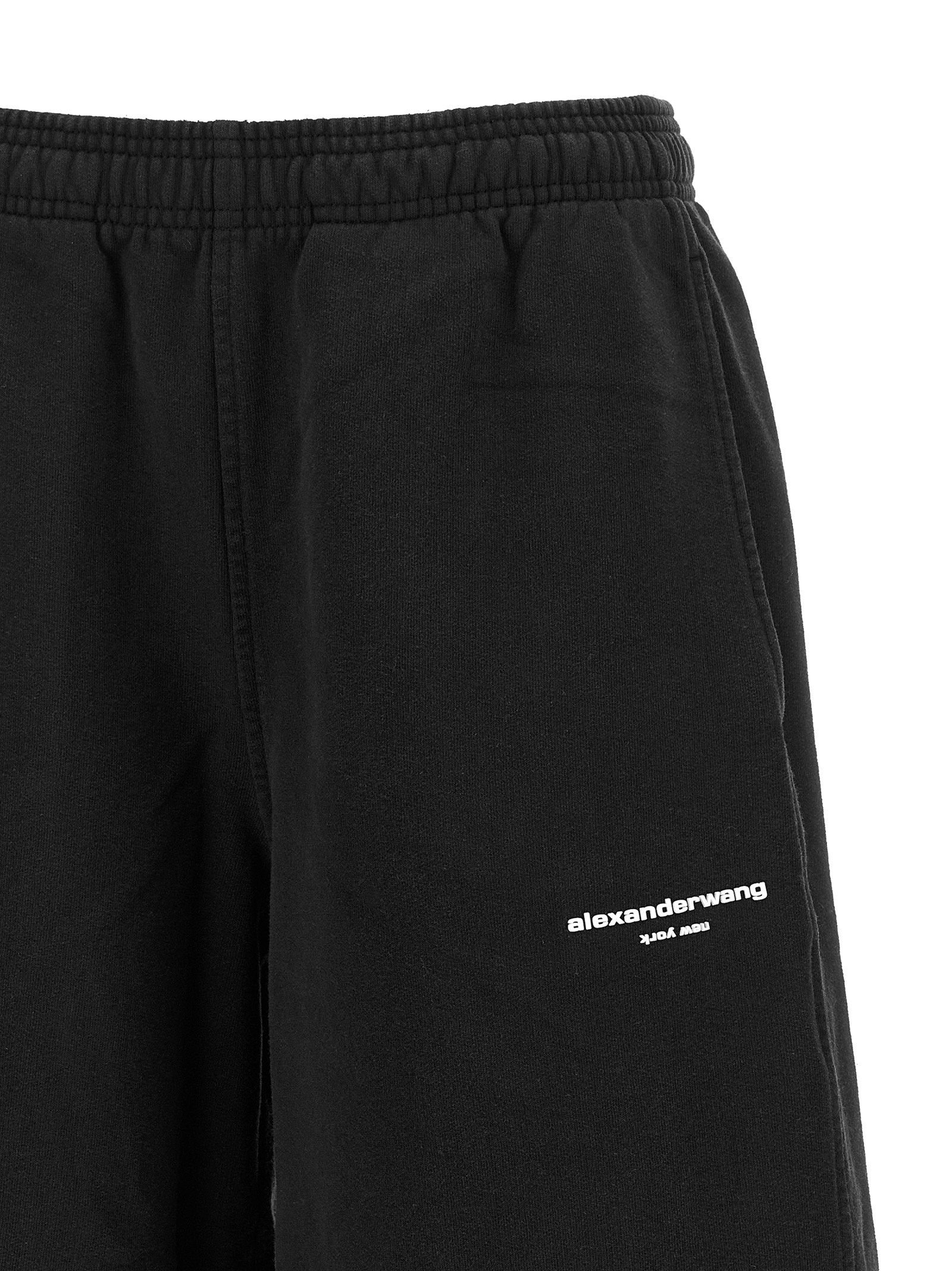 Alexander Wang Logo-Print Cotton Joggers — Black, view 3