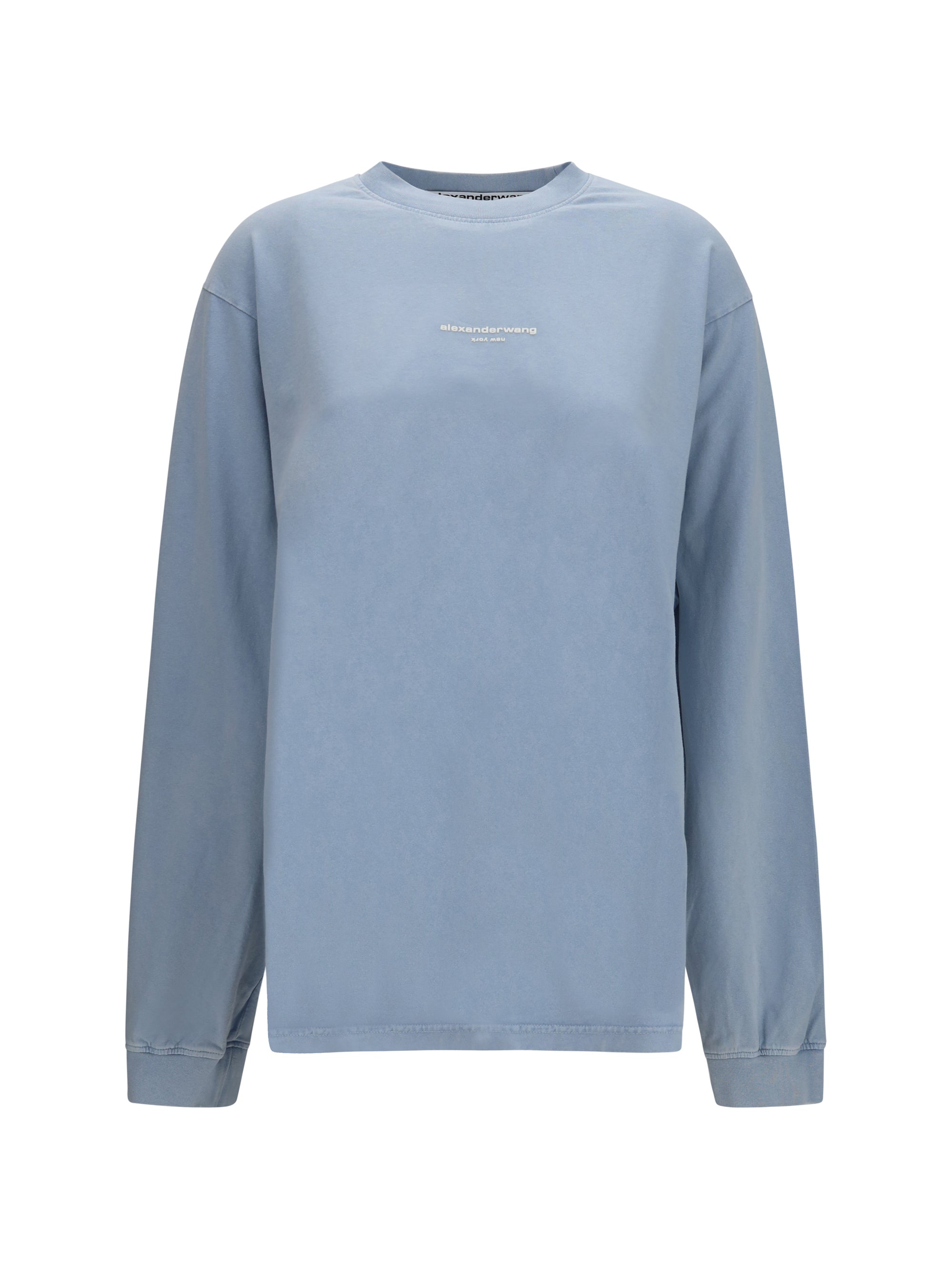 Alexander Wang Logo-Embroidered Cotton Long-Sleeve T-Shirt — Blue by Alexander Wang