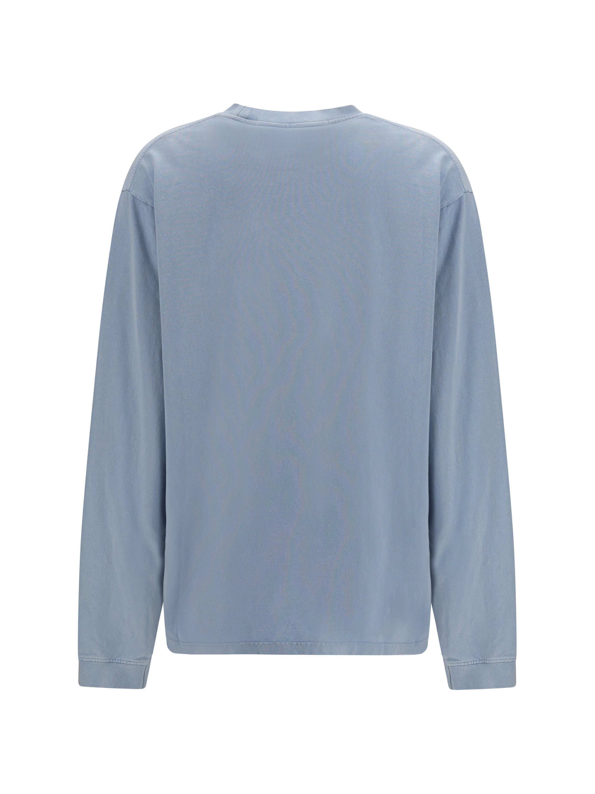 Alexander Wang Logo-Embroidered Cotton Long-Sleeve T-Shirt — Blue, view 2