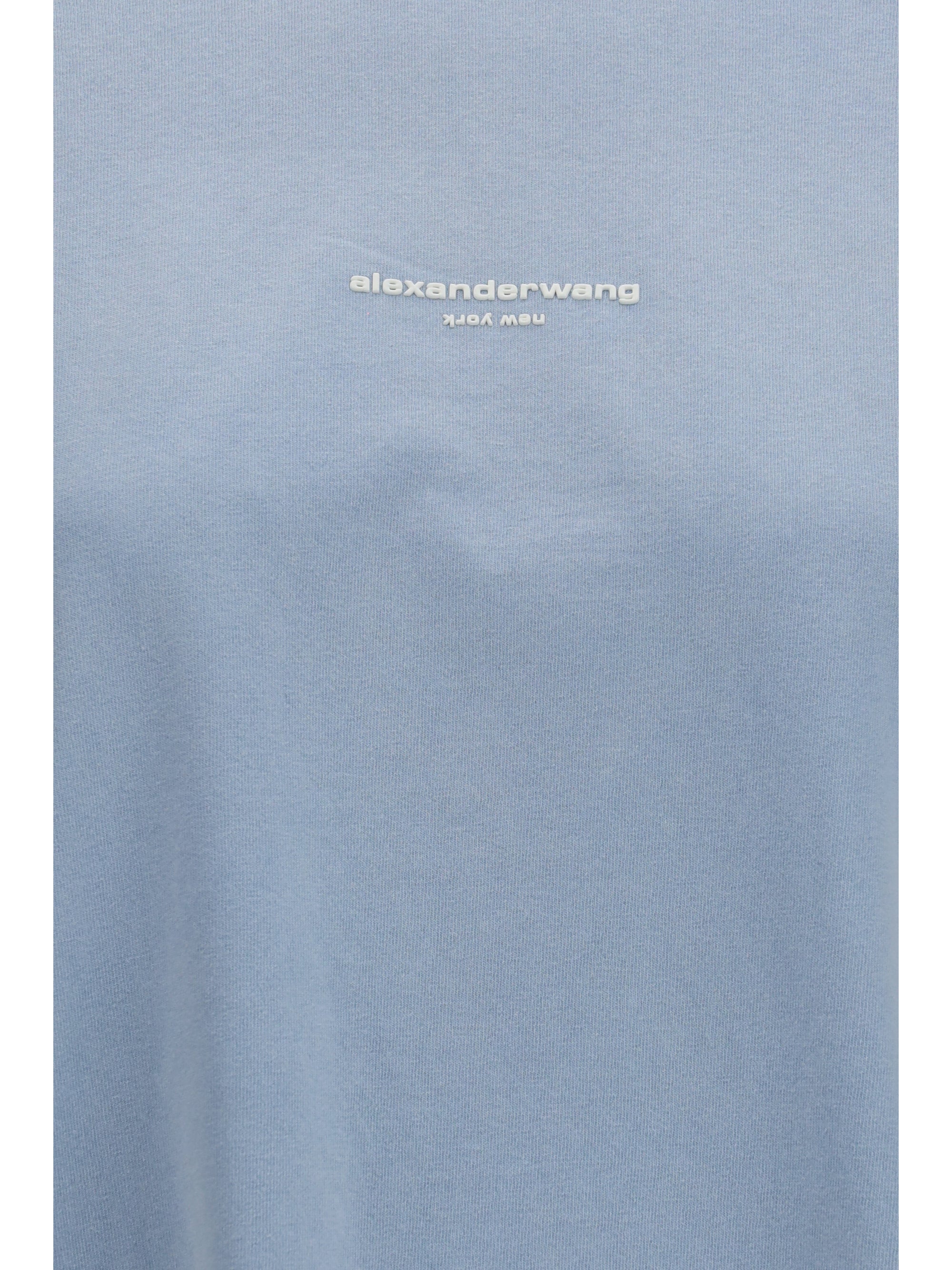 Alexander Wang Logo-Embroidered Cotton Long-Sleeve T-Shirt — Blue, view 3