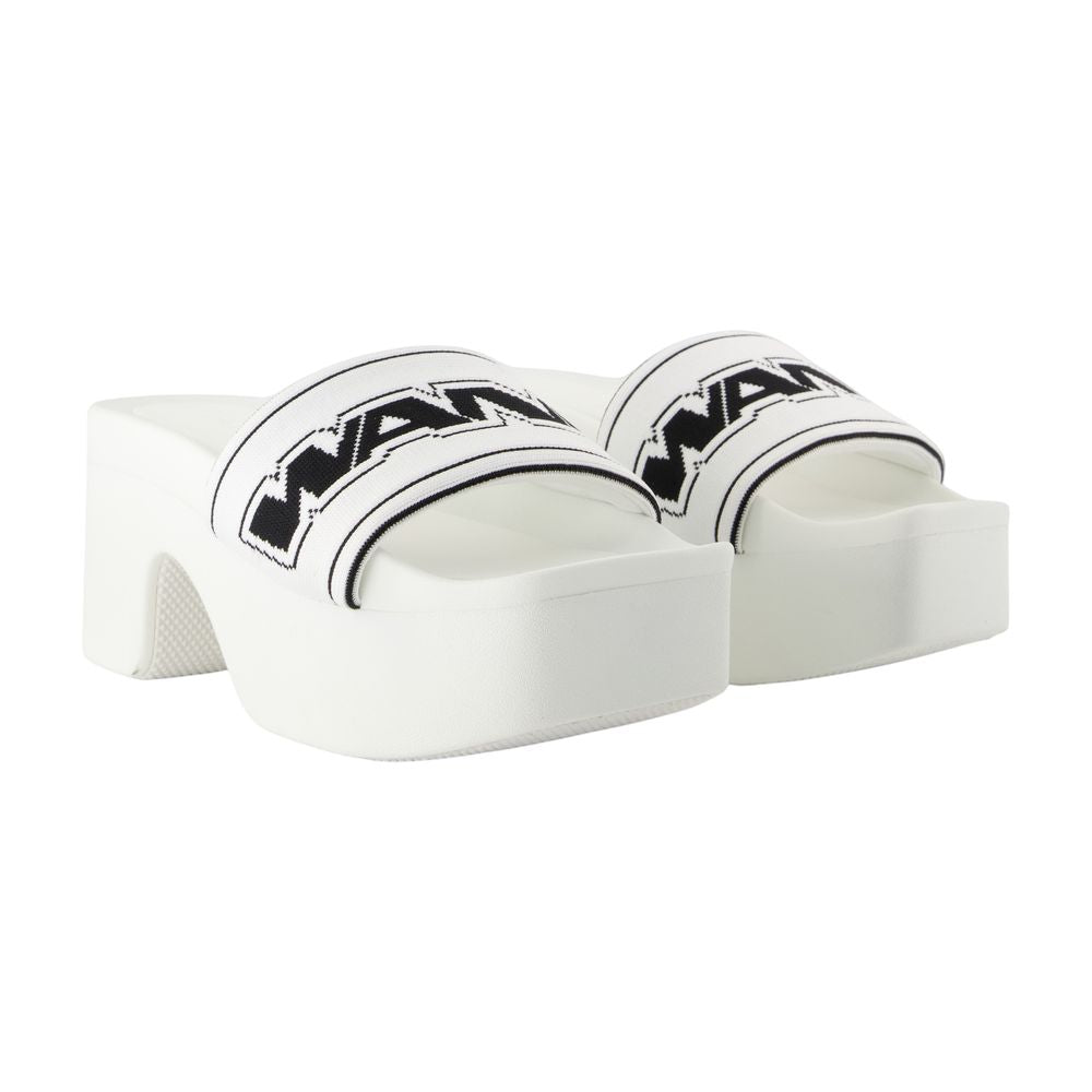 Alexander Wang Striped Webbing Platform Sandals — White, view 2