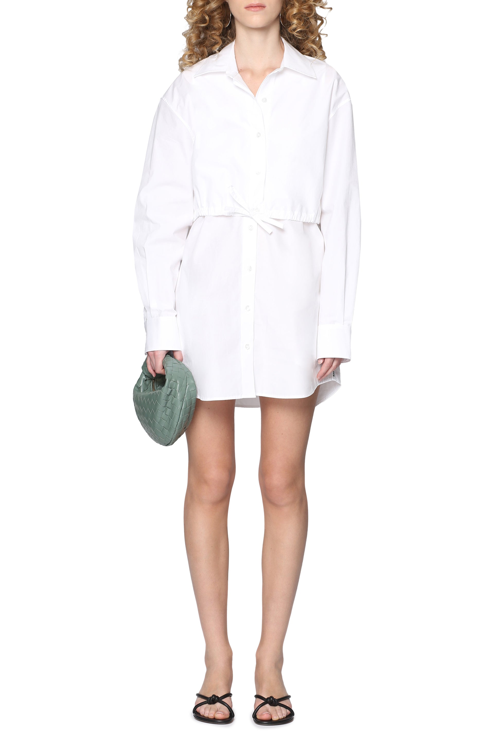 Alexander Wang Cotton Button-Front Shirtdress — White, view 3