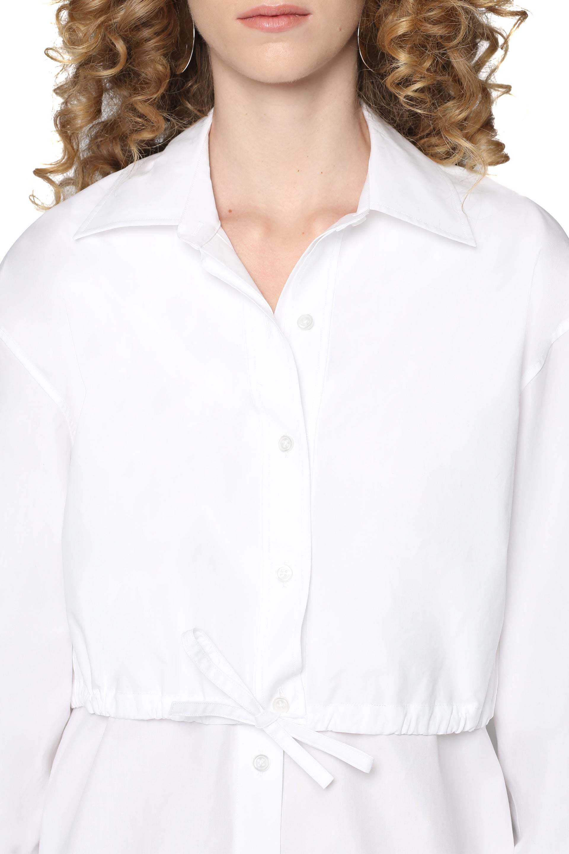 Alexander Wang Cotton Button-Front Shirtdress — White, view 5