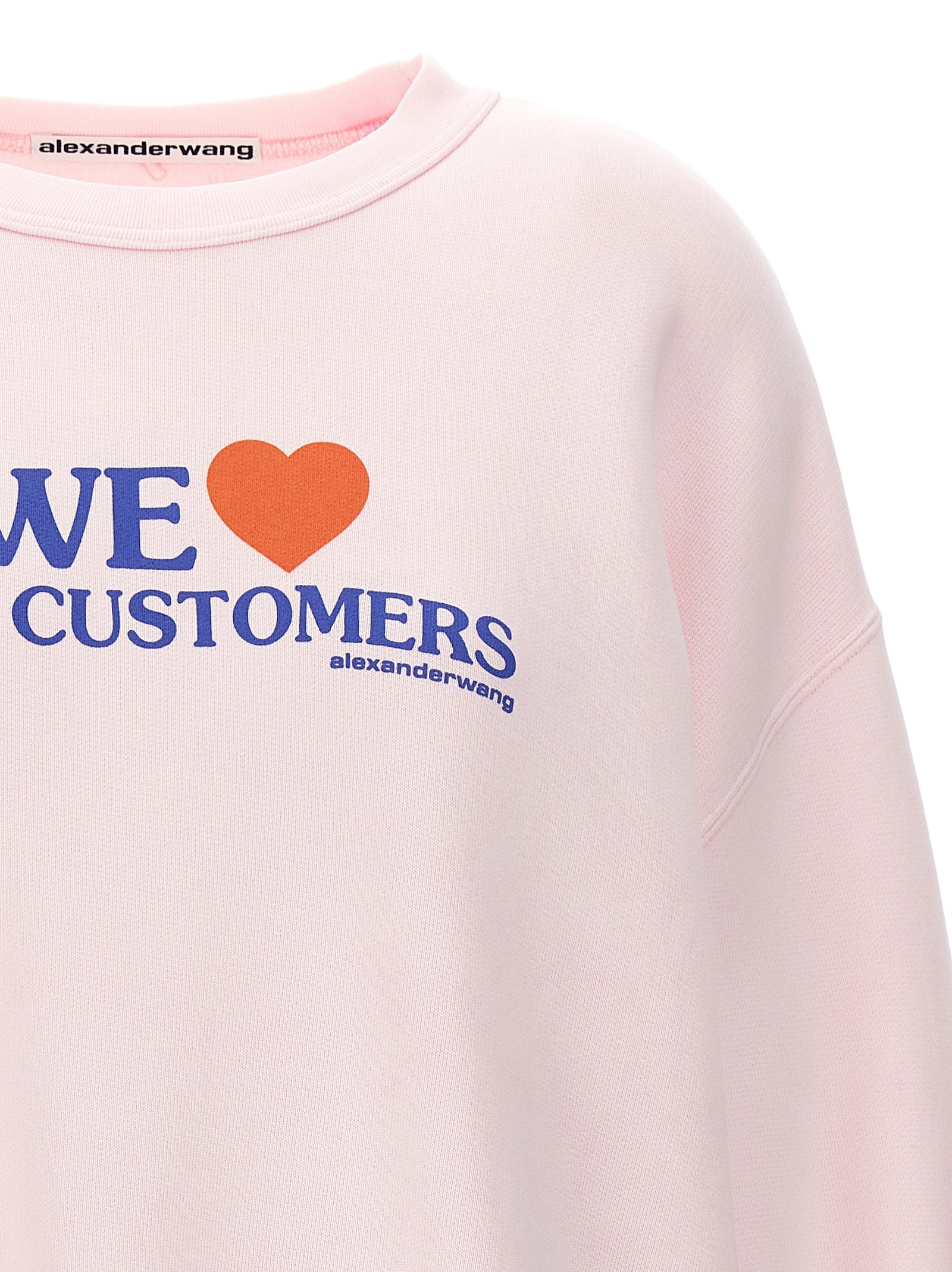 Alexander Wang Logo-Embroidered Cotton Sweatshirt — Pink, view 3