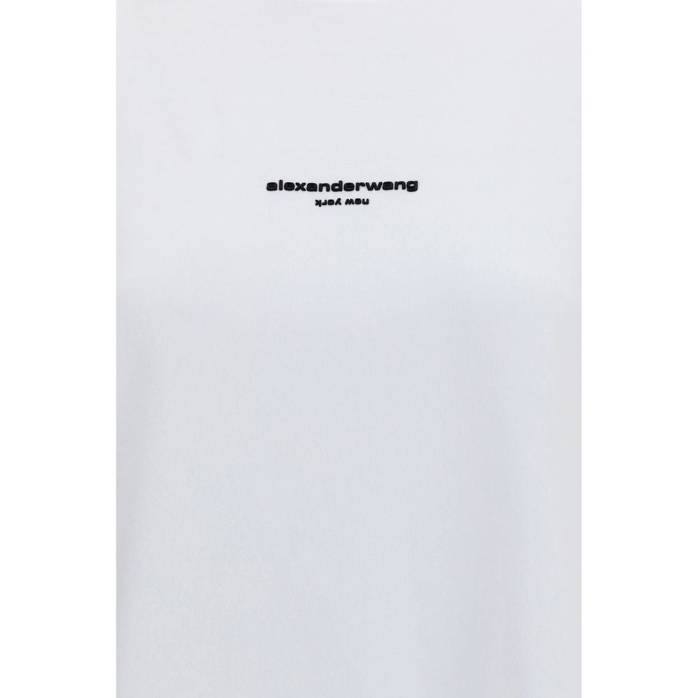 Alexander Wang Logo-Print Cotton T-Shirt — White, view 3