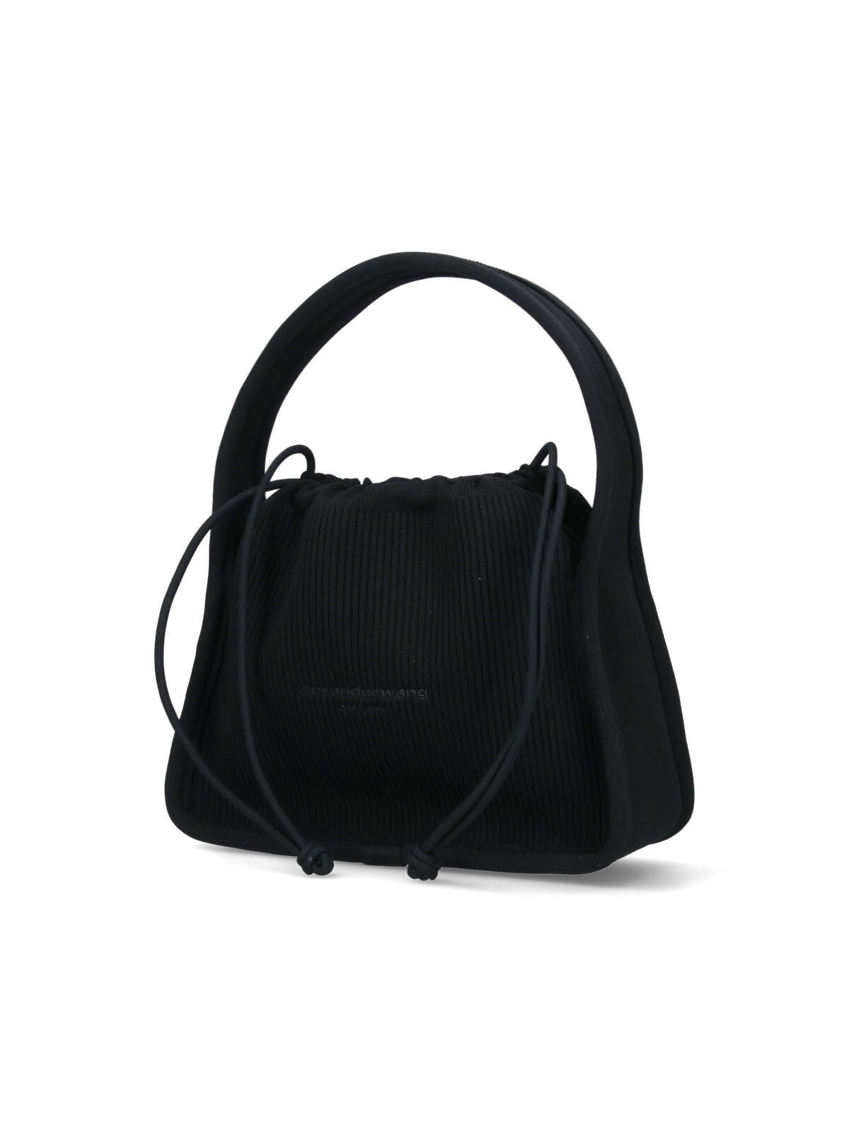 Alexander Wang Ribbed-Knit Structured Top Handle Bag — Black, view 2