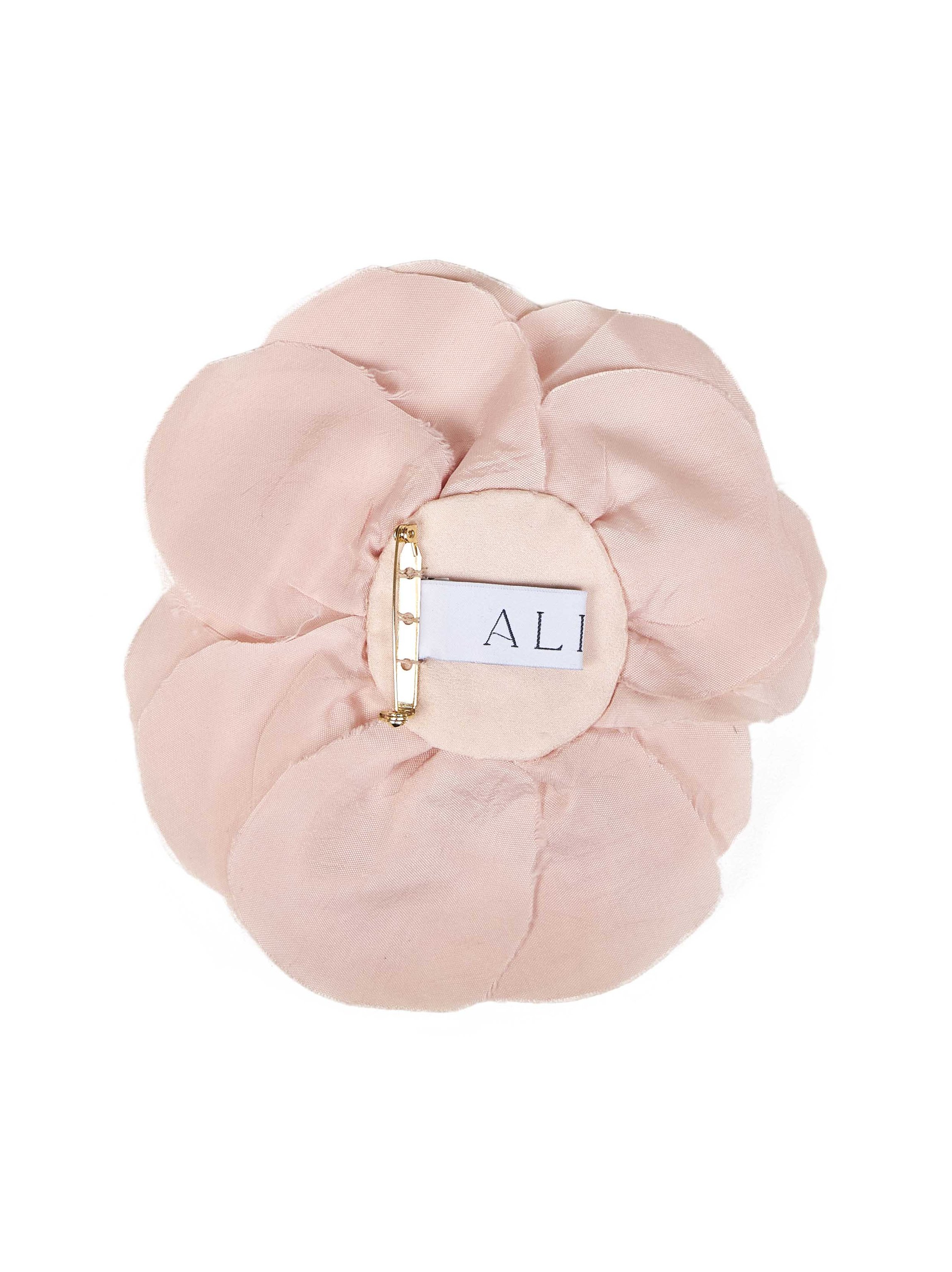 Alina Floral Viscose & Organza Brooch — Pink, view 2