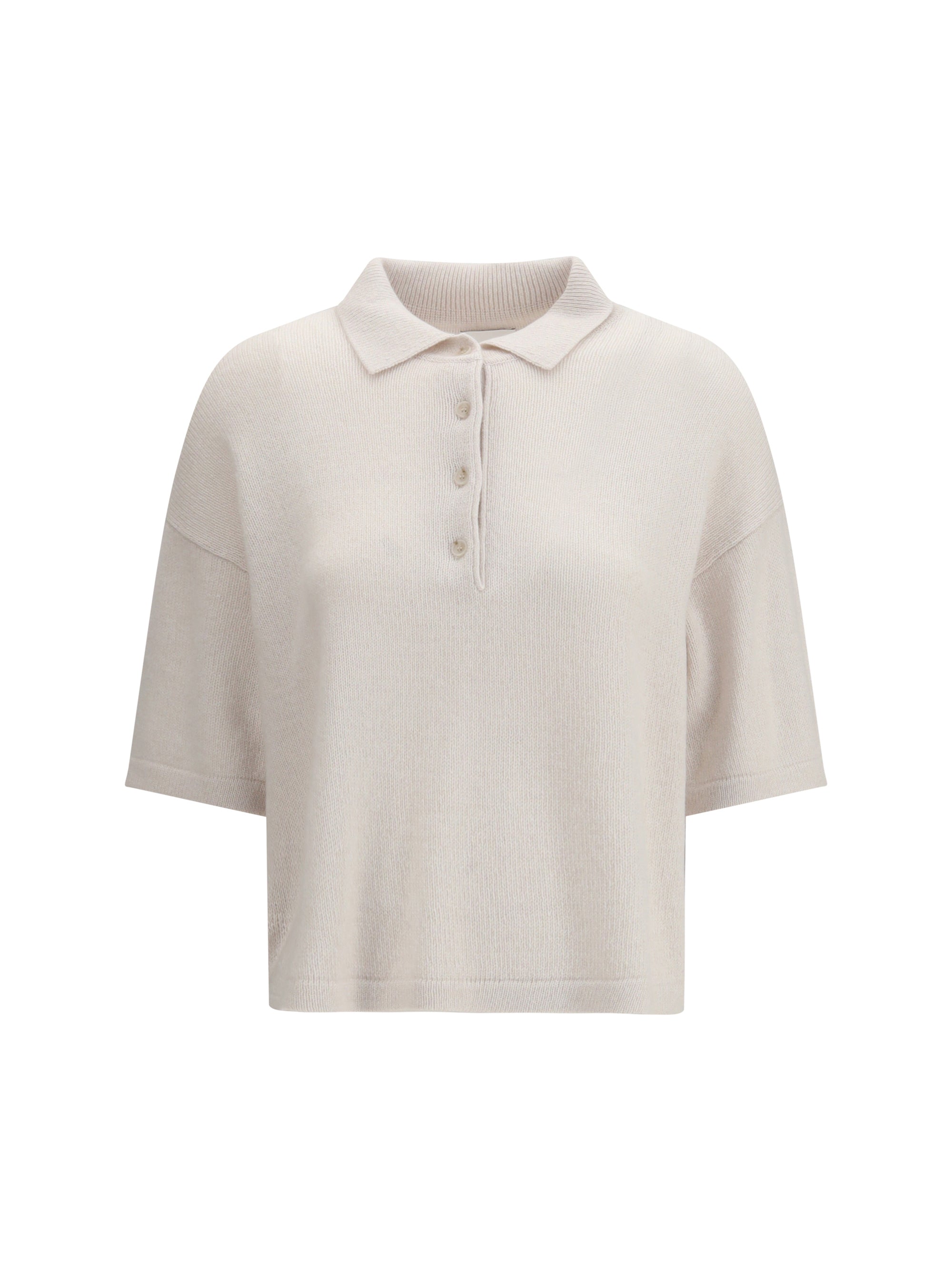 Allude Short-Sleeve Cashmere Polo — Beige by Allude