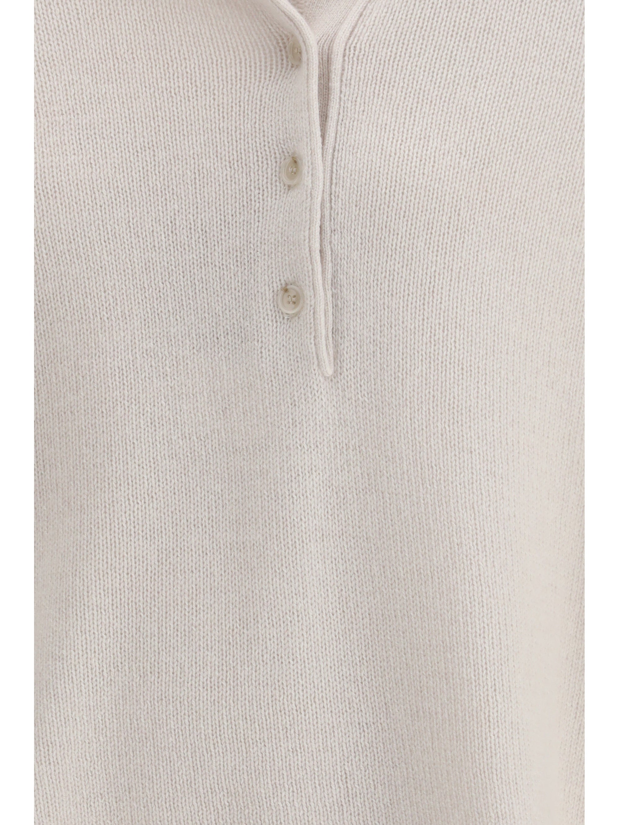 Allude Short-Sleeve Cashmere Polo — Beige, view 3