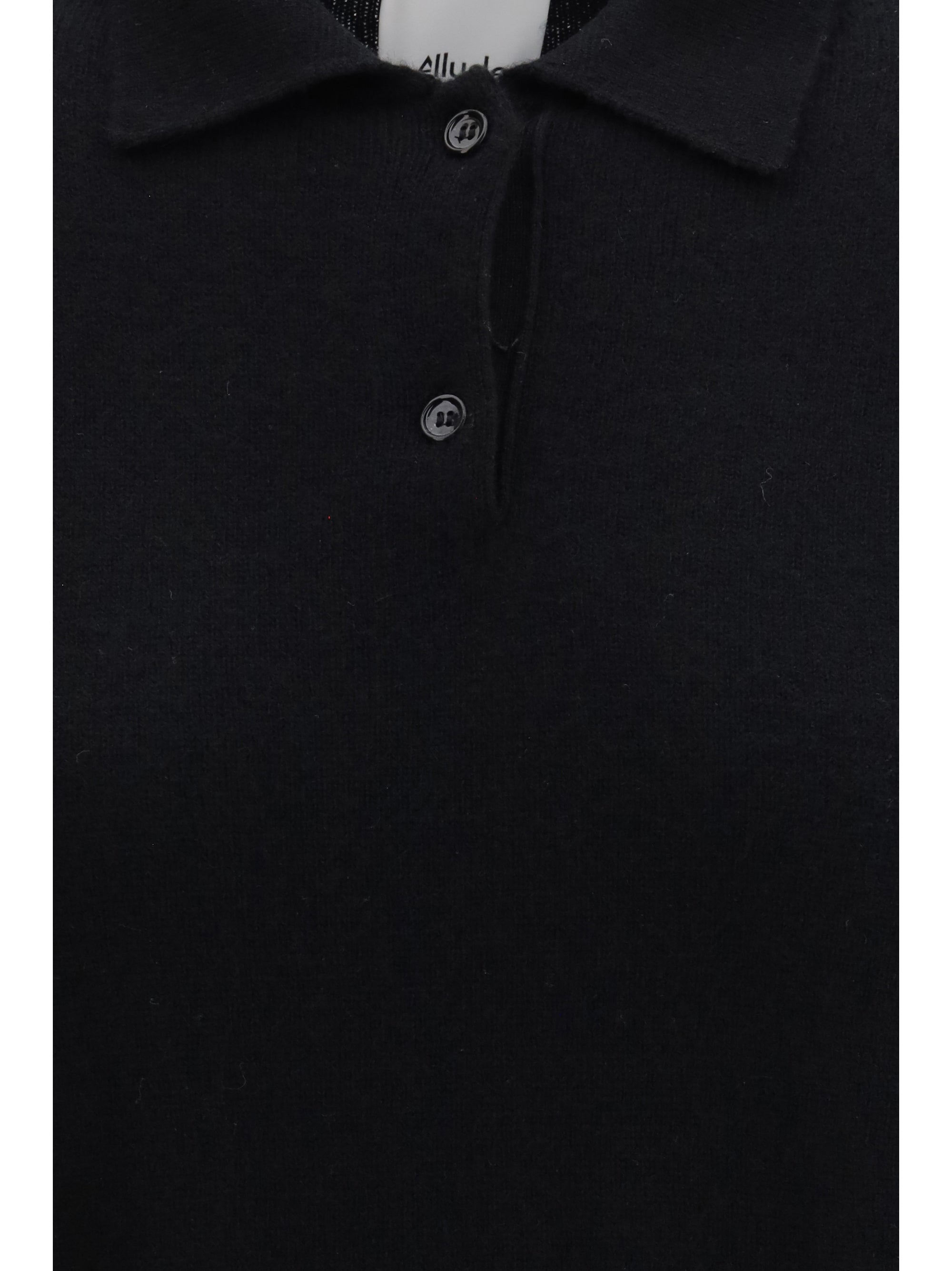 Allude Cashmere Polo — Black, view 3
