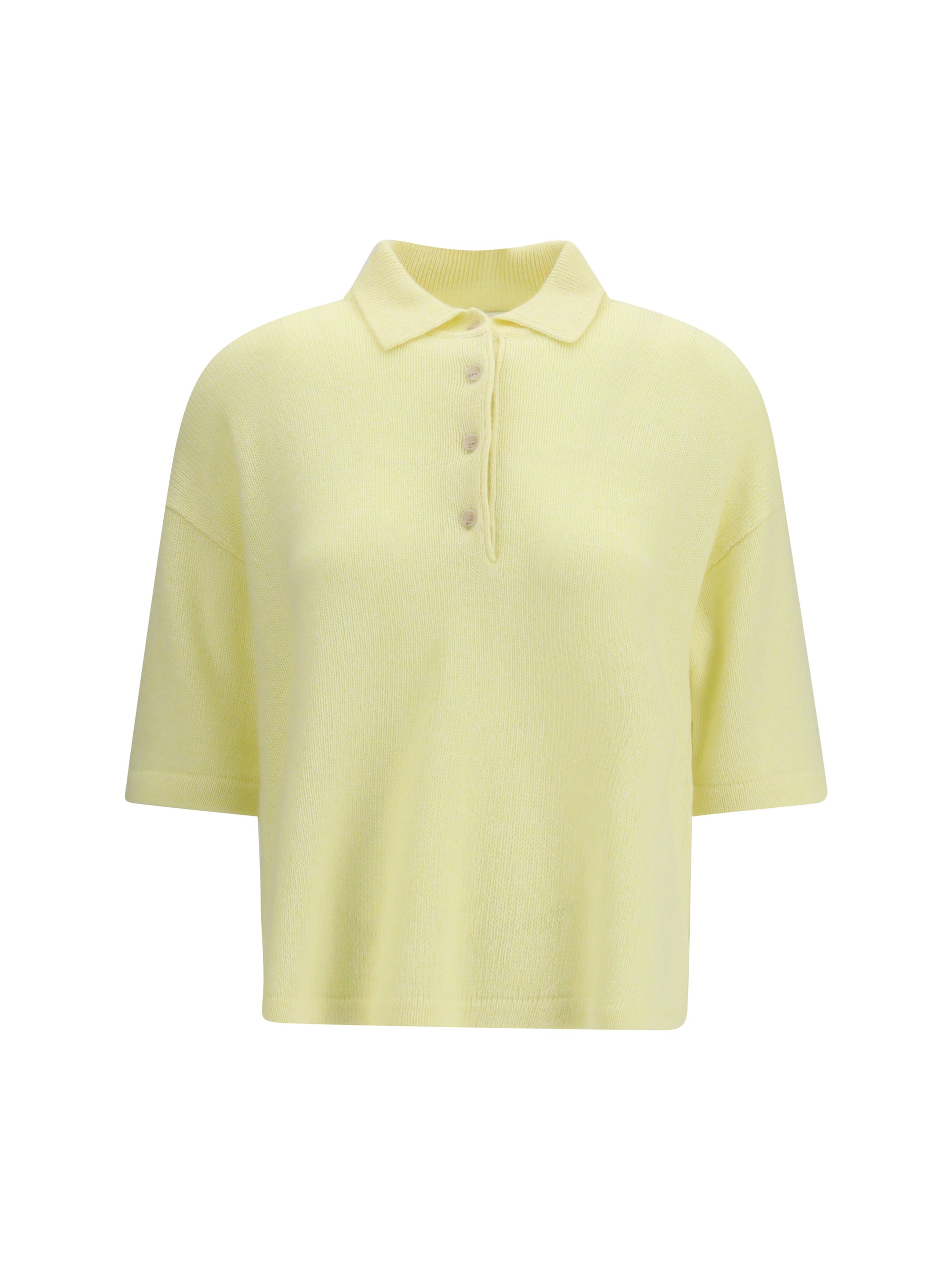 Allude Cashmere Knit Polo — Yellow by Allude