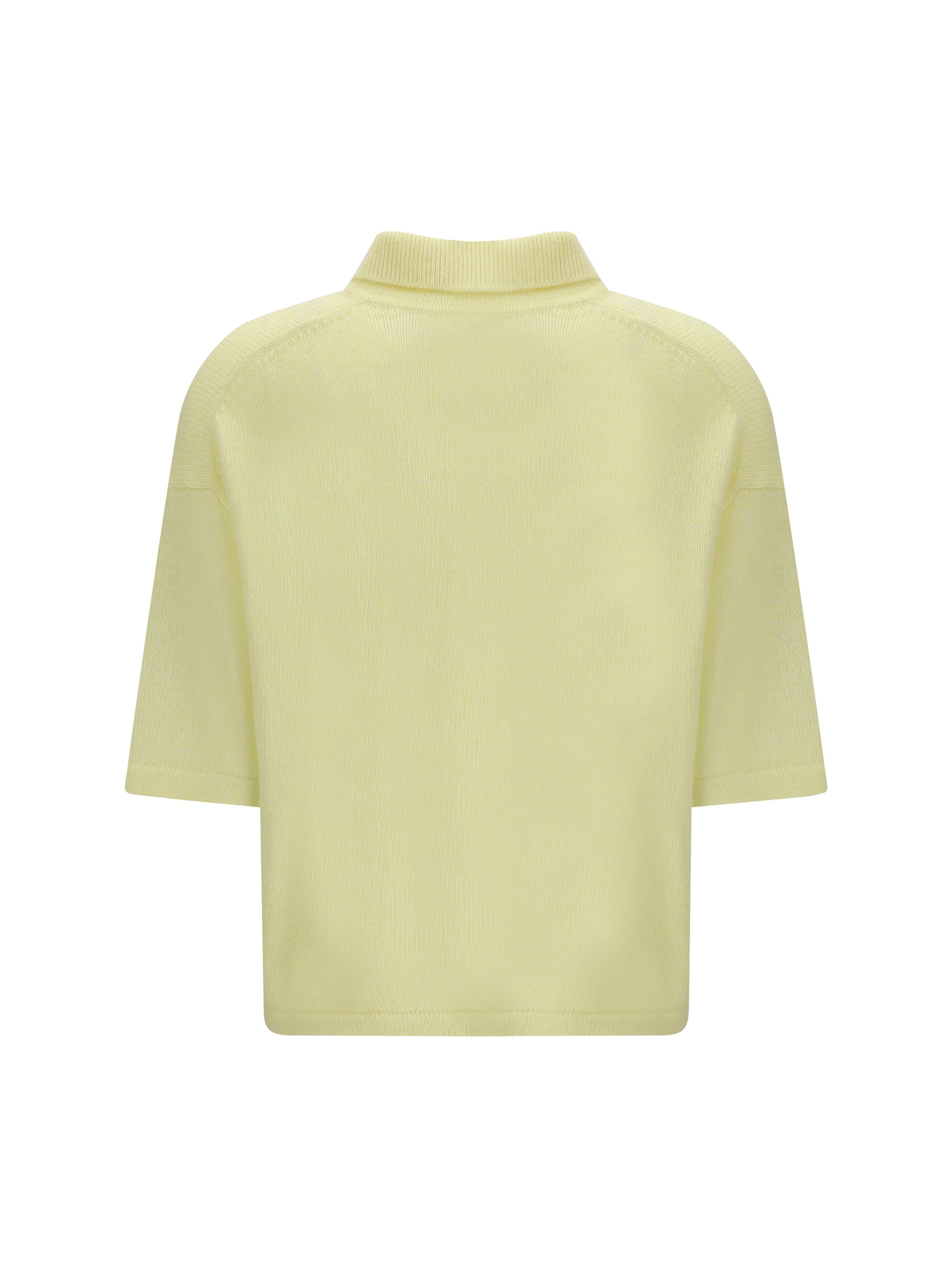 Allude Cashmere Knit Polo — Yellow, view 2