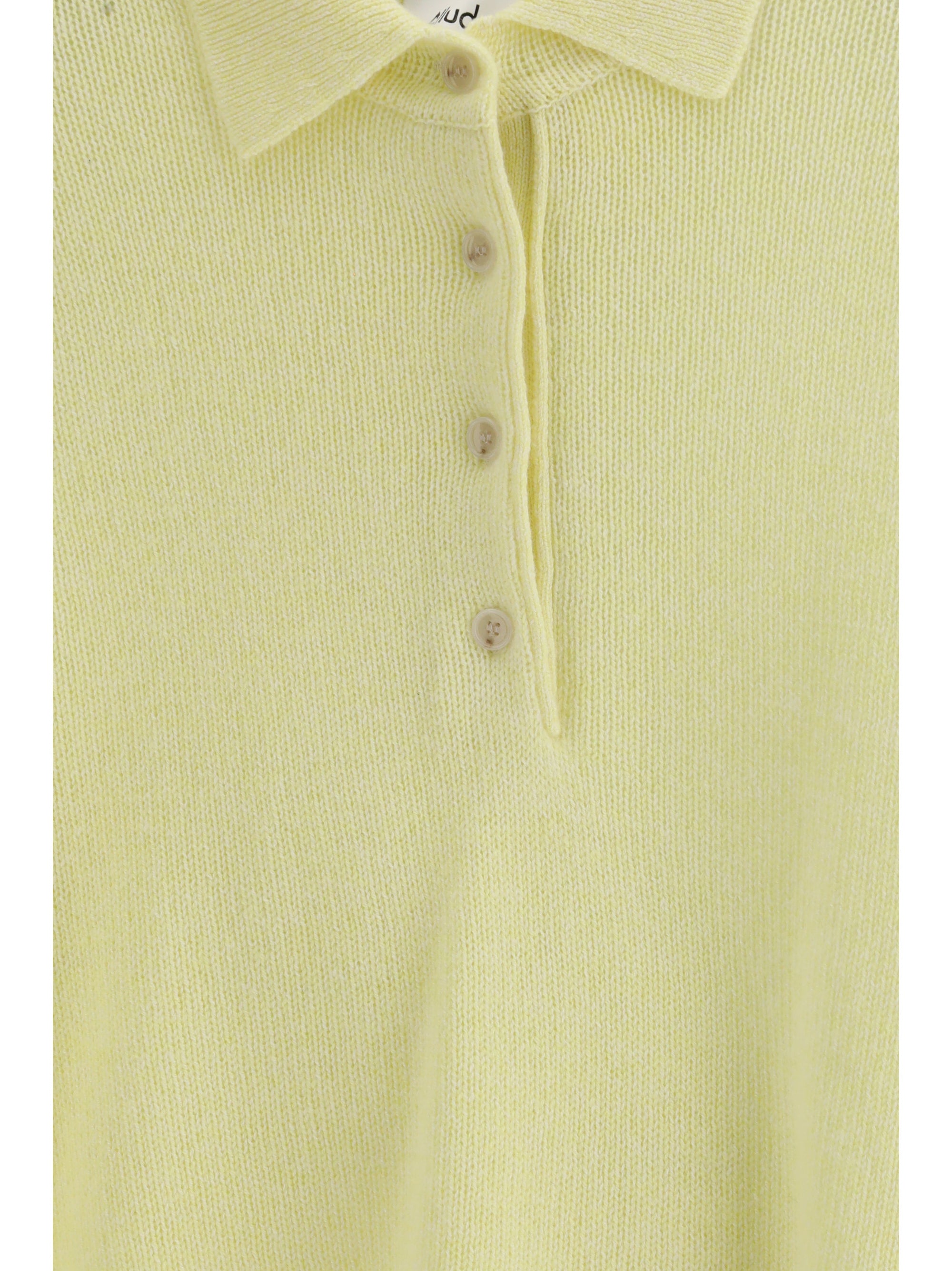Allude Cashmere Knit Polo — Yellow, view 3
