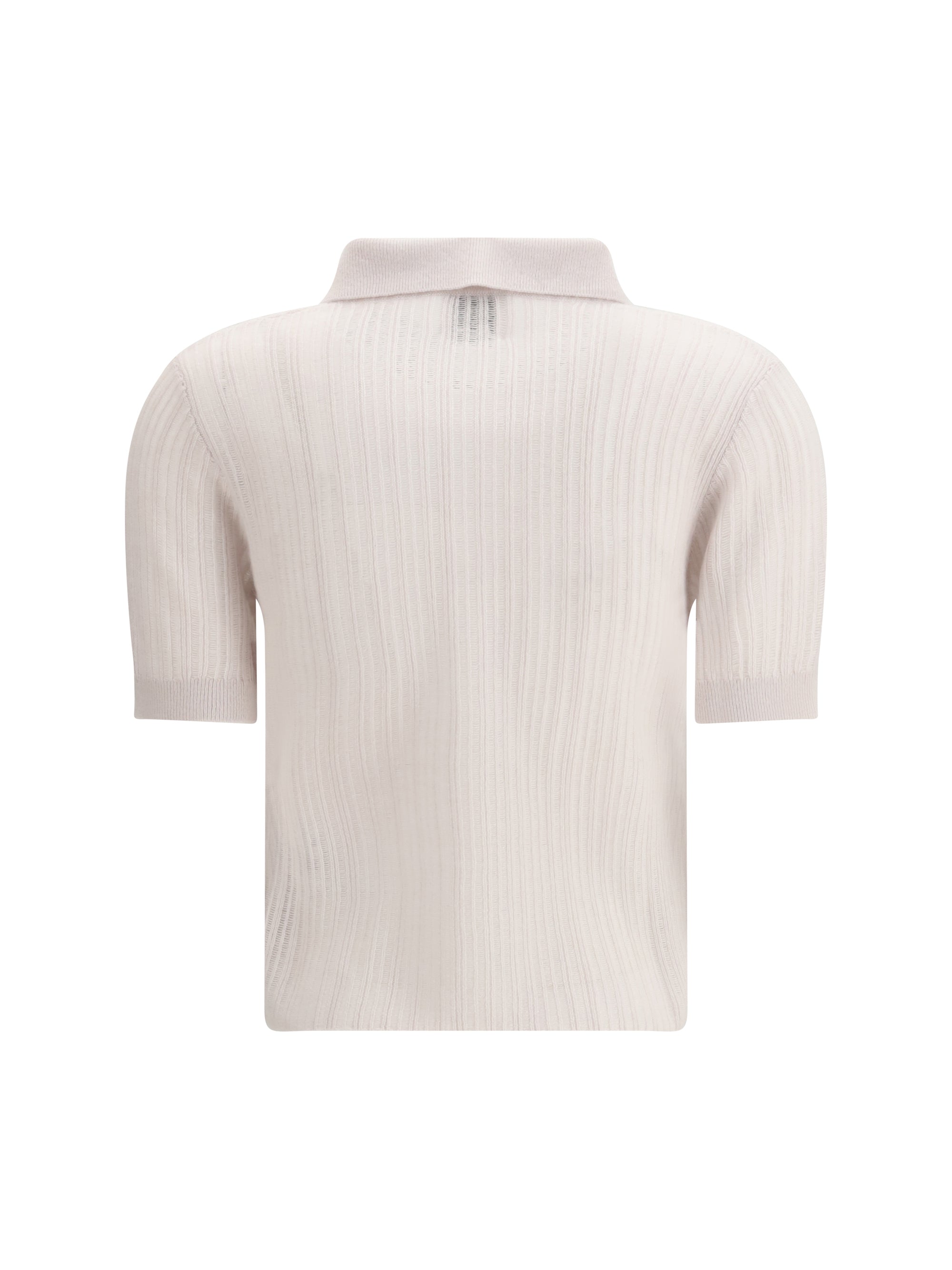 Allude Fine Rib-Knit Cashmere Polo-Neck Sweater — Beige by Allude