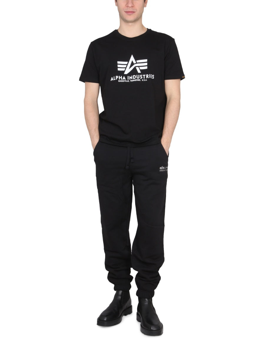 Alpha Industries Logo Cotton T-Shirt — Black by Alpha Industries