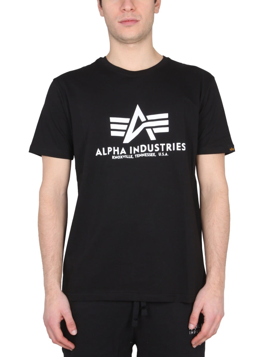 Alpha Industries Logo Cotton T-Shirt — Black, view 2