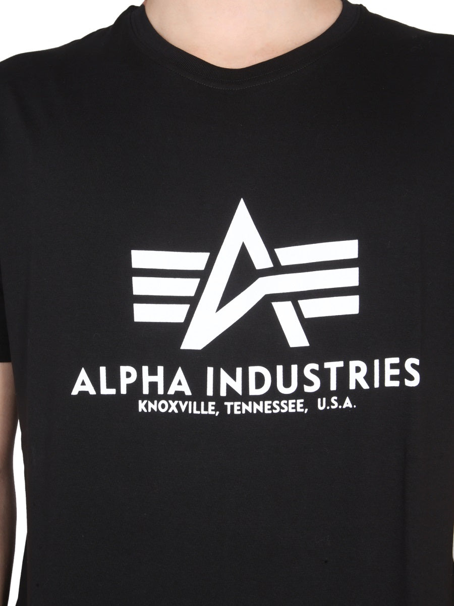 Alpha Industries Logo Cotton T-Shirt — Black, view 4