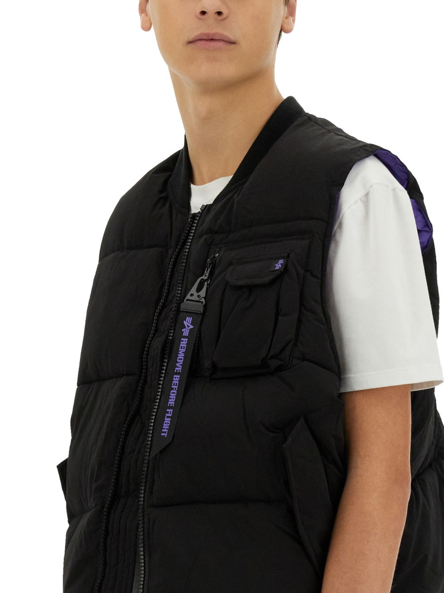 Alpha Industries Sleeveless Nylon Vest — Black, view 3