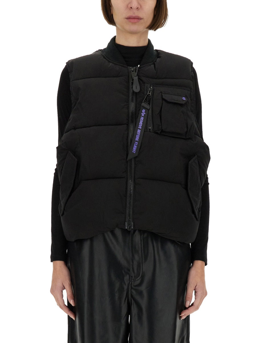 Alpha Industries Sleeveless Nylon Vest — Black, view 6