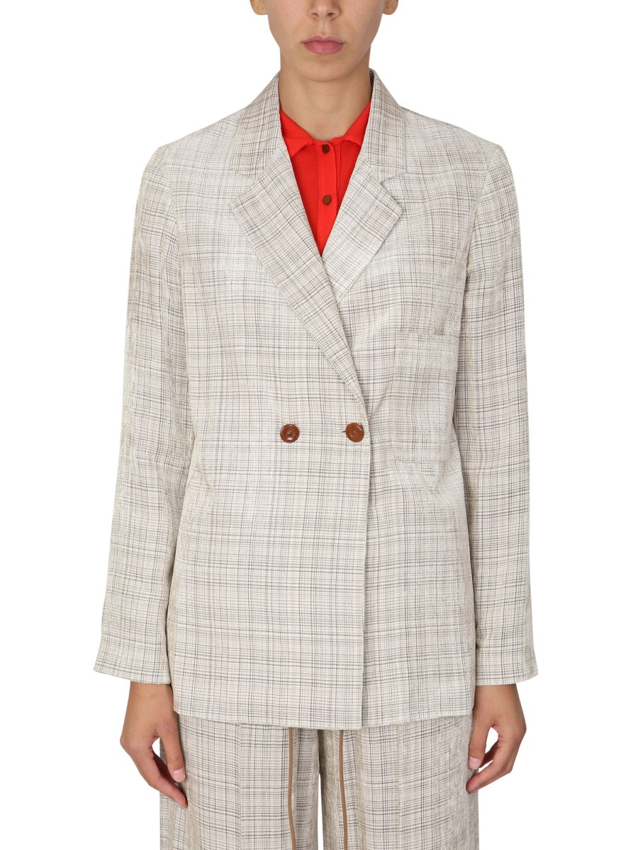 Alysi Double-Breasted Viscose Blazer — Beige by Alysi