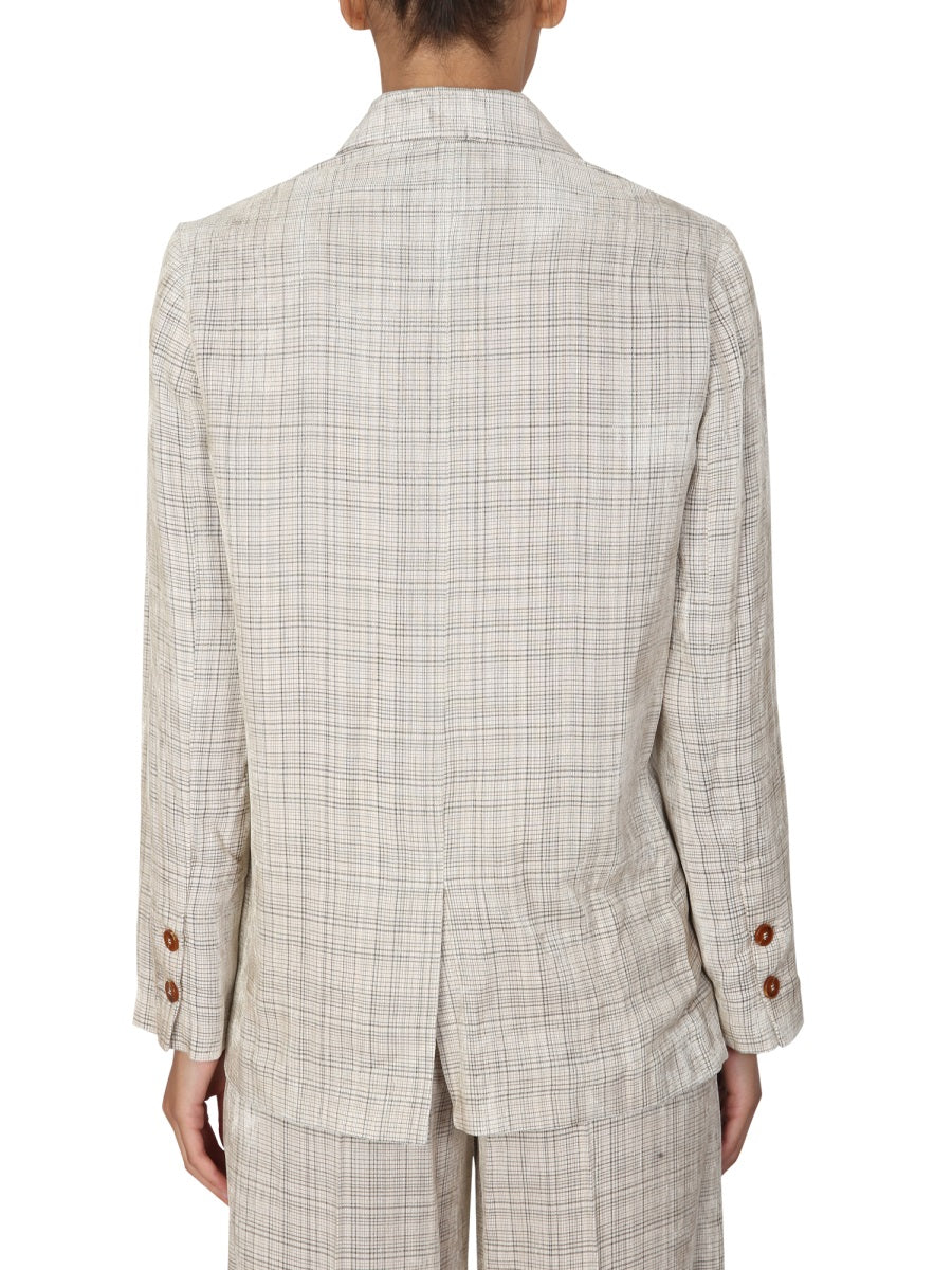 Alysi Double-Breasted Viscose Blazer — Beige, view 2
