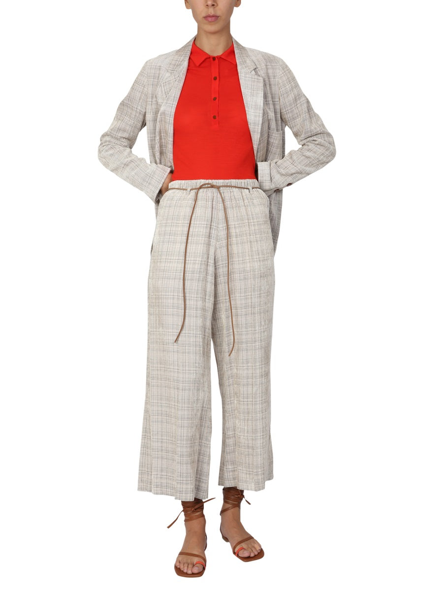 Alysi Double-Breasted Viscose Blazer — Beige, view 3