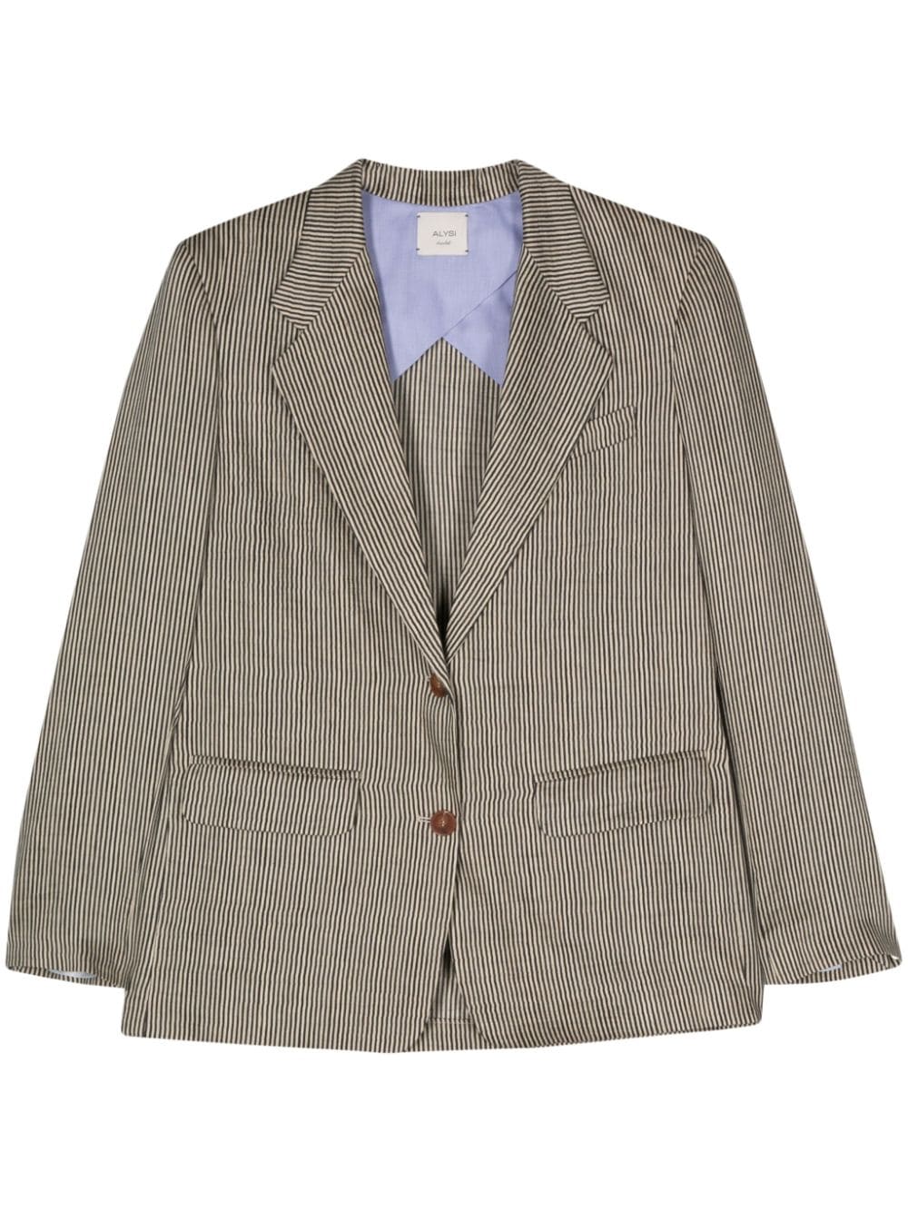 Alysi Striped Linen Blend Blazer — black by Alysi