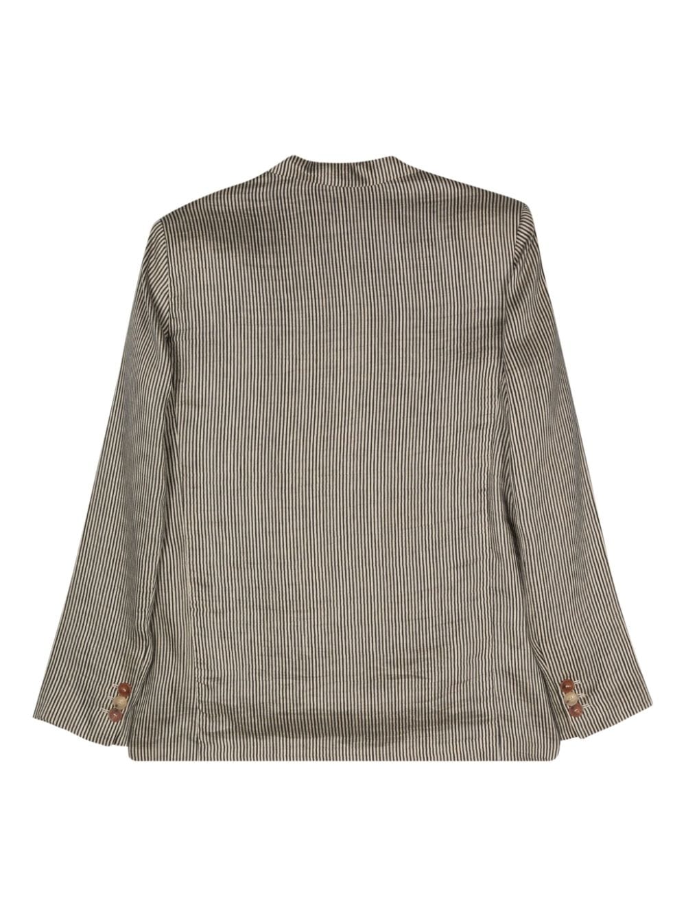 Alysi Striped Linen Blend Blazer — black, view 2