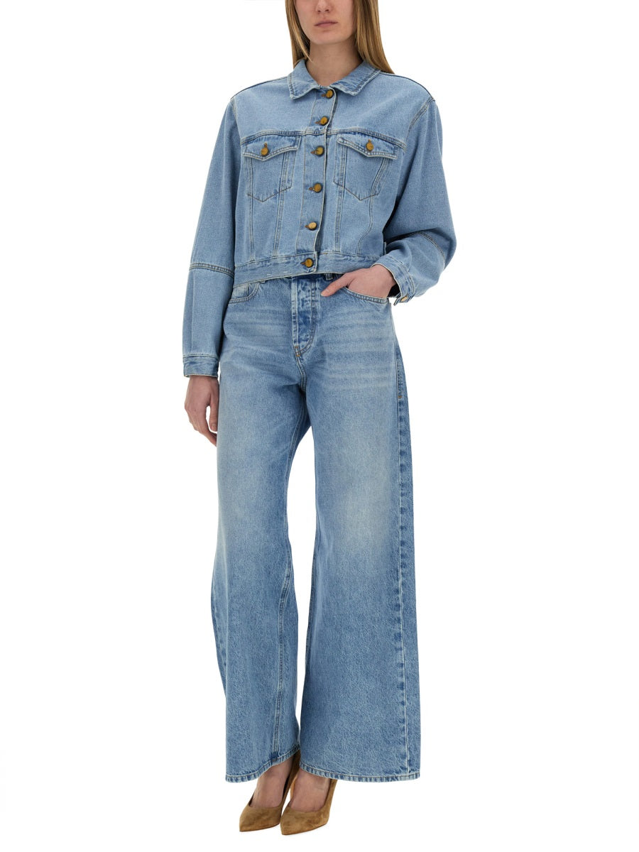 Alysi Cotton Denim Jacket — Blue, view 4