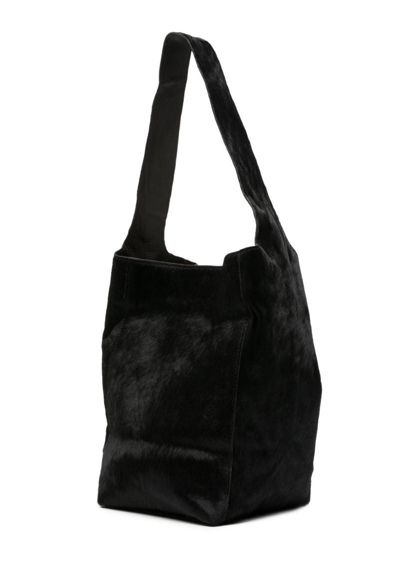Alysi Calf-Hair Shoulder Bag — Black, view 4