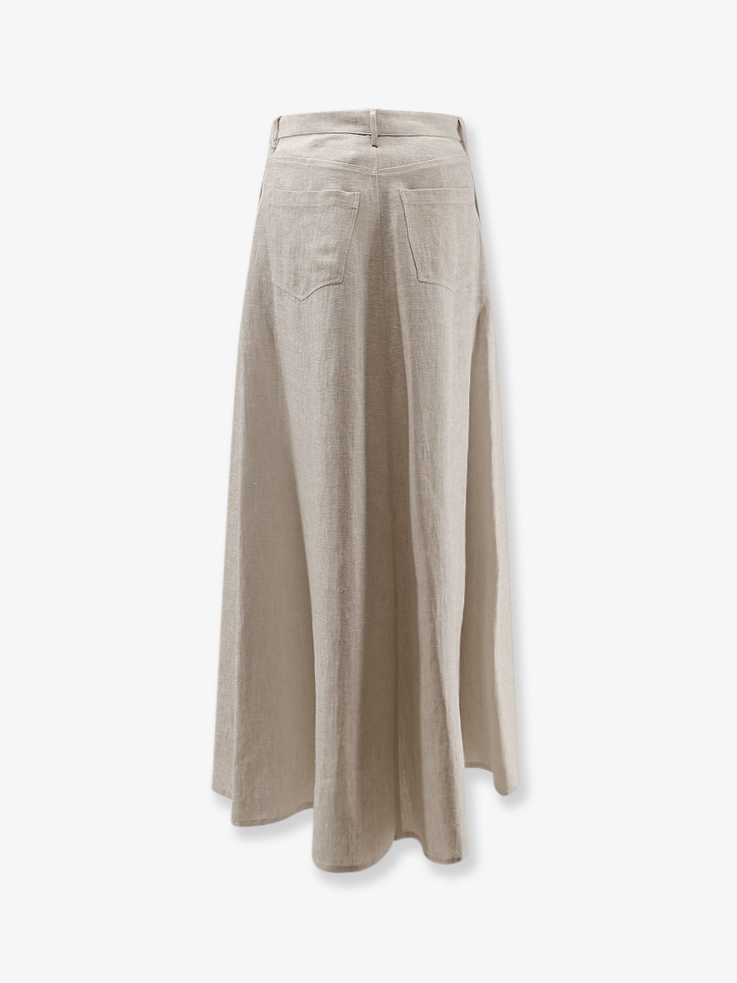 Alysi Flared Linen Skirt — Beige, view 2