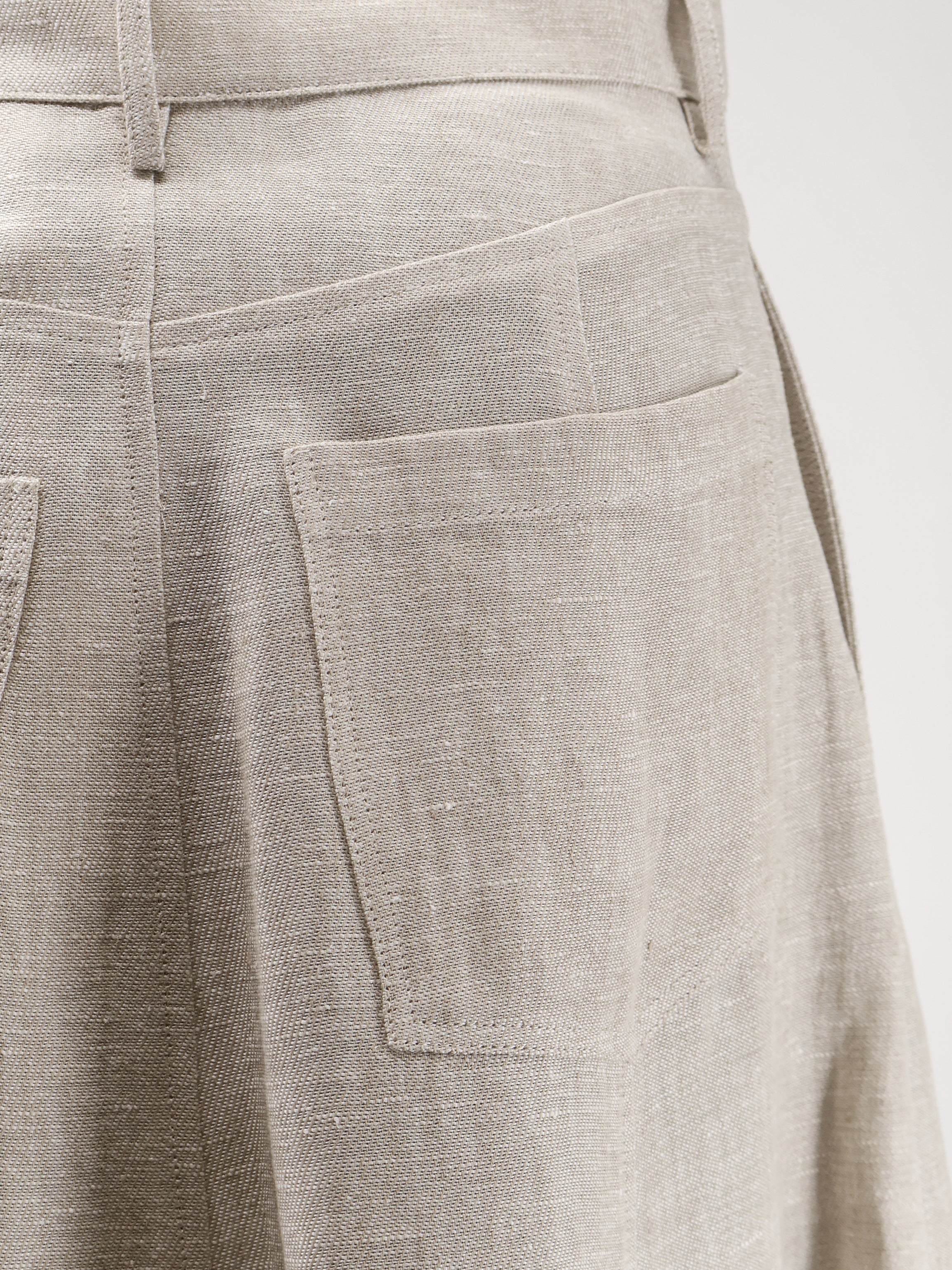 Alysi Flared Linen Skirt — Beige, view 3