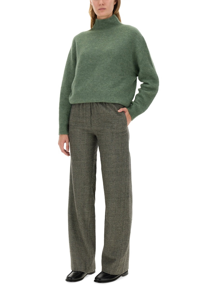Alysi Alpaca-Blend Turtleneck Sweater — Green, view 3