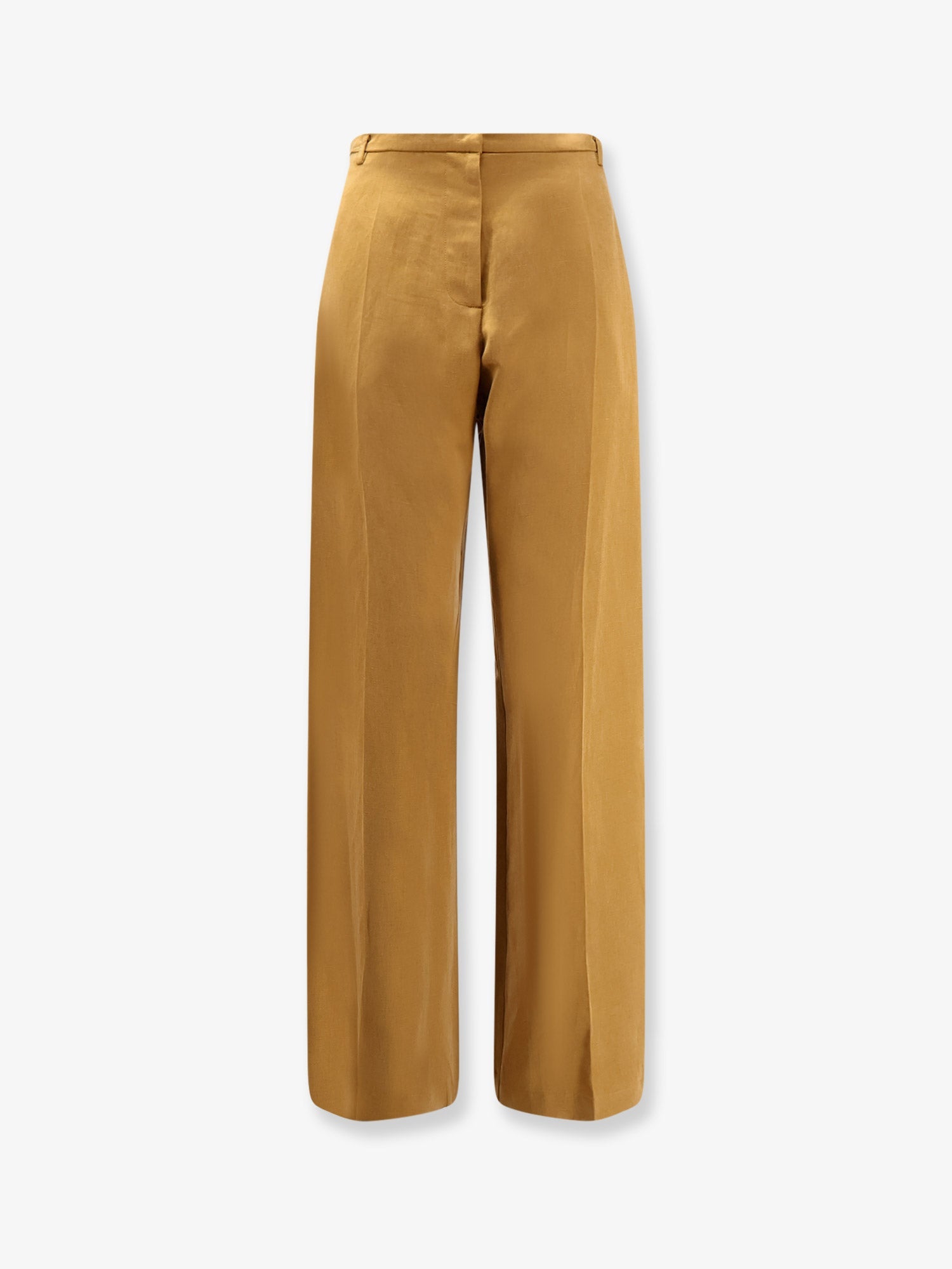 Alysi Wide-Leg Lyocell-Linen Trousers — Brown, view 3