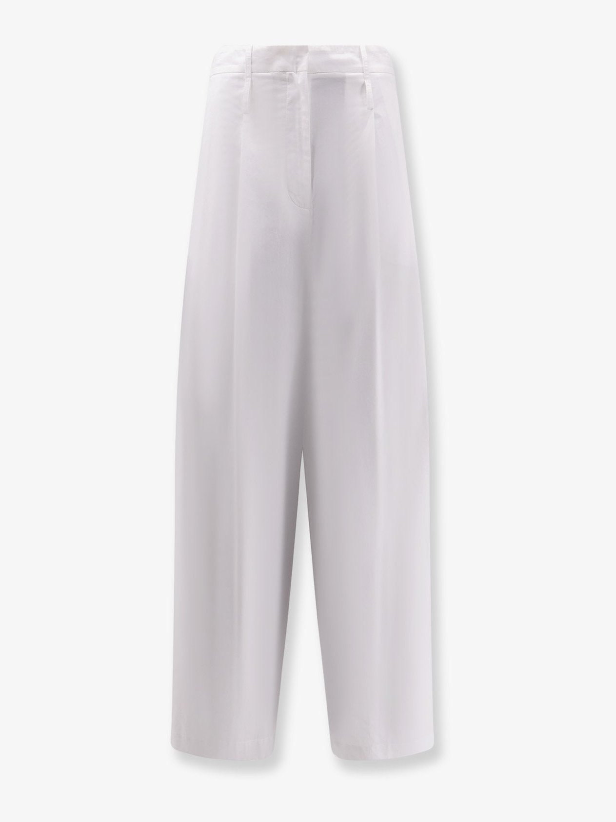 Alysi Wide-Leg Cotton Trousers — White, view 3