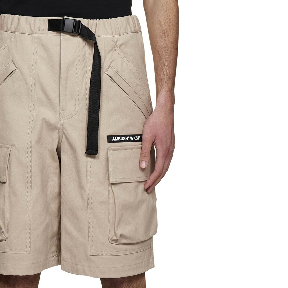 Ambush Cotton Cargo Bermuda Shorts — Beige, view 4