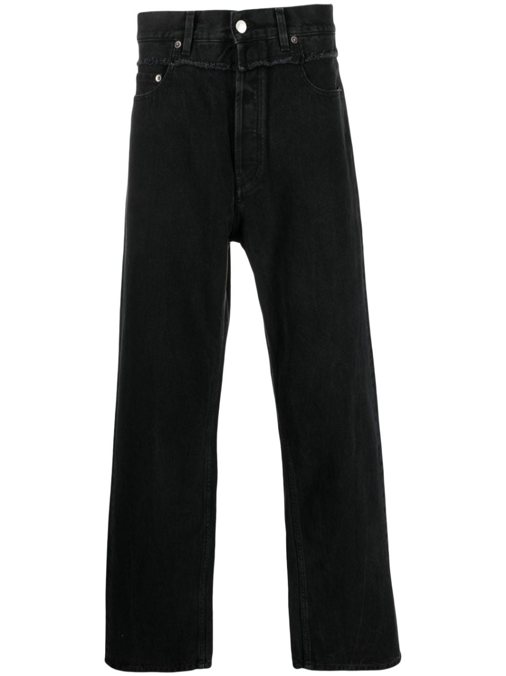Ambush Frayed-Trim Loose Jeans — Black by Ambush