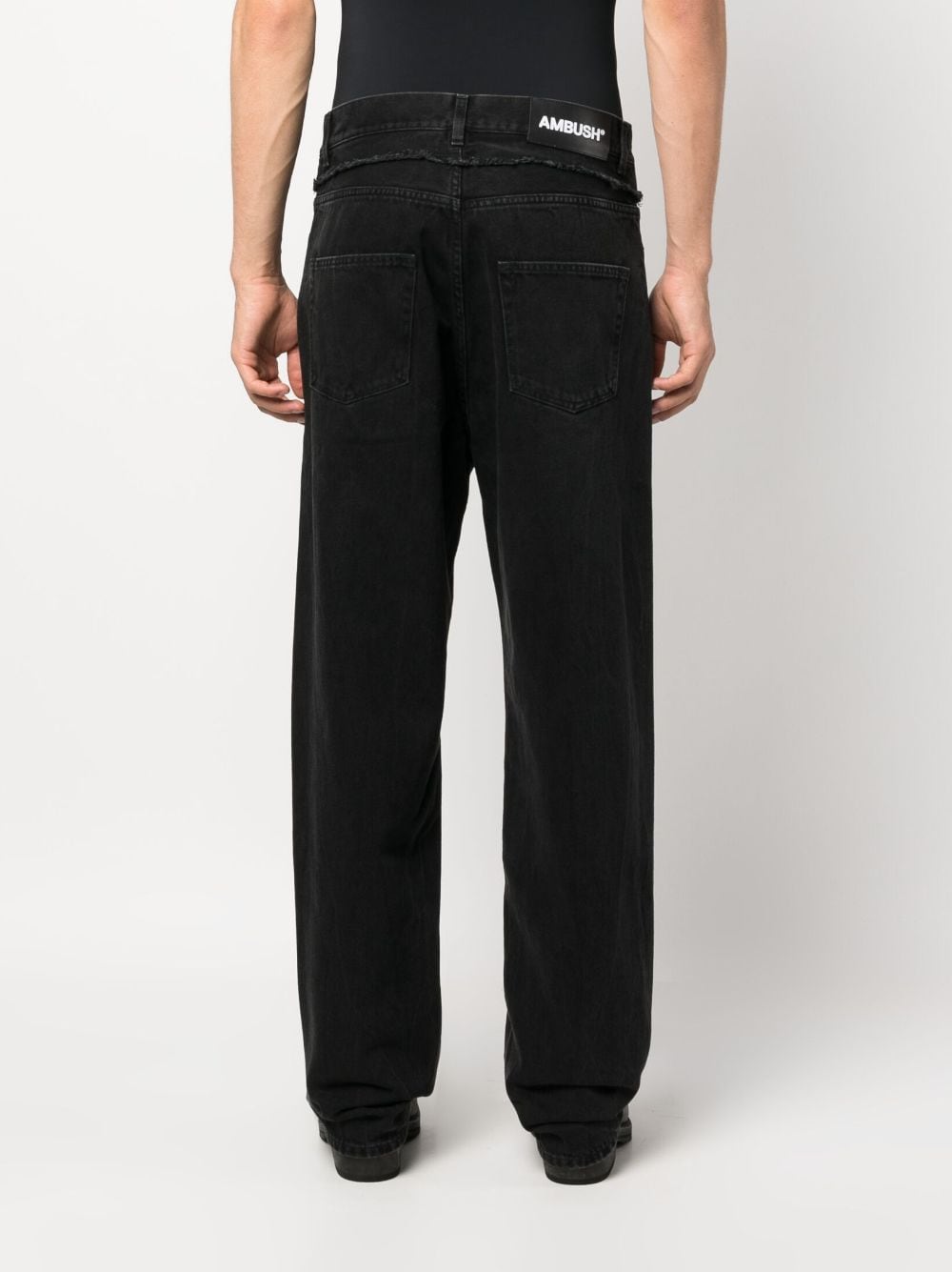 Ambush Frayed-Trim Loose Jeans — Black, view 4