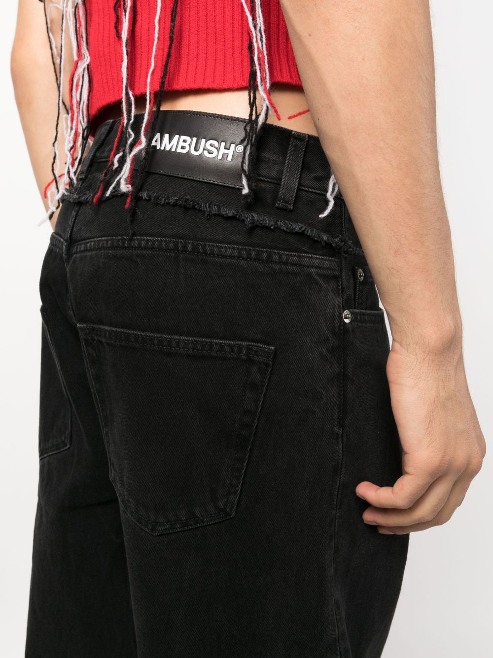 Ambush Frayed-Trim Loose Jeans — Black, view 5