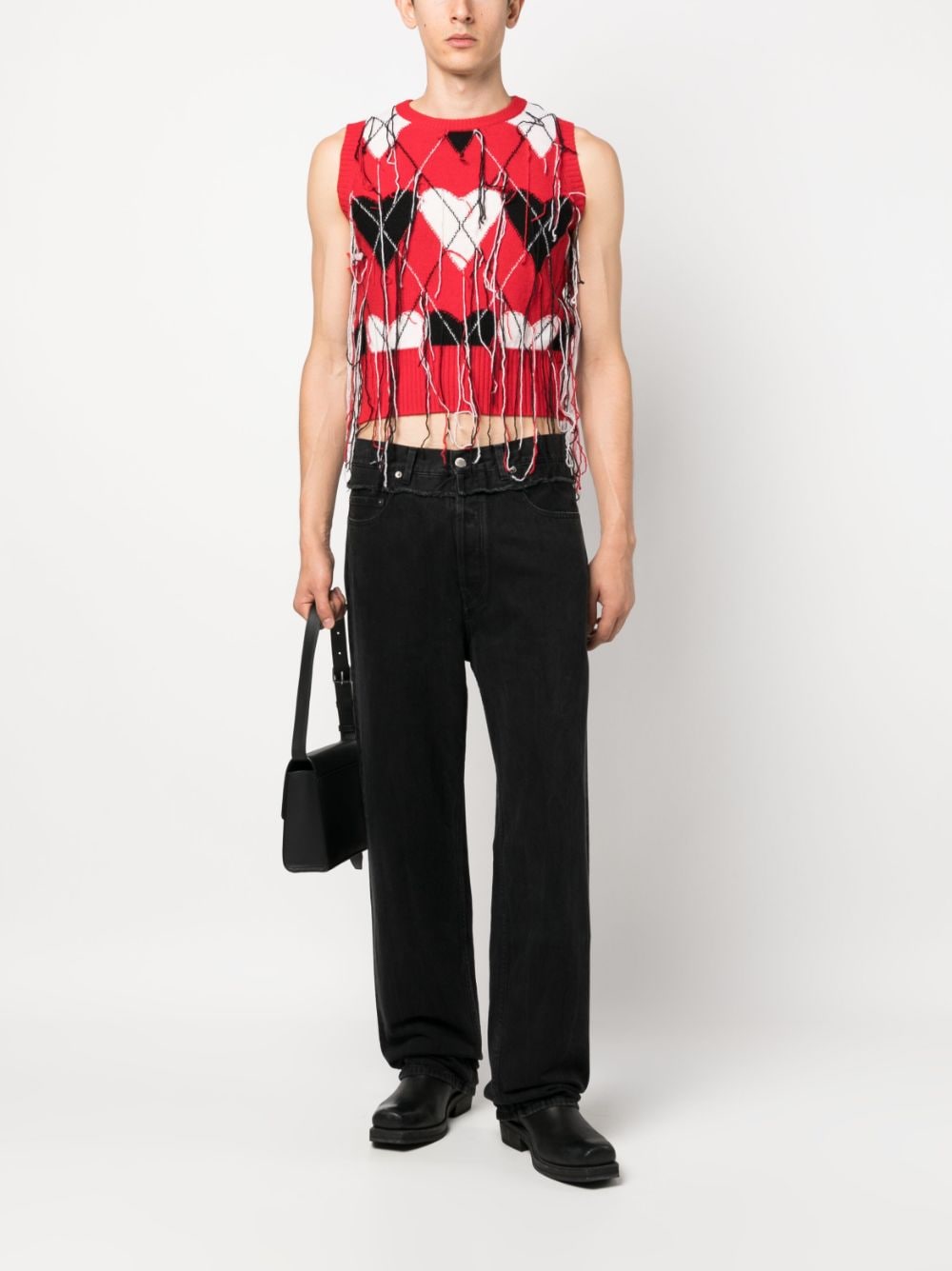Ambush Frayed-Trim Loose Jeans — Black, view 6